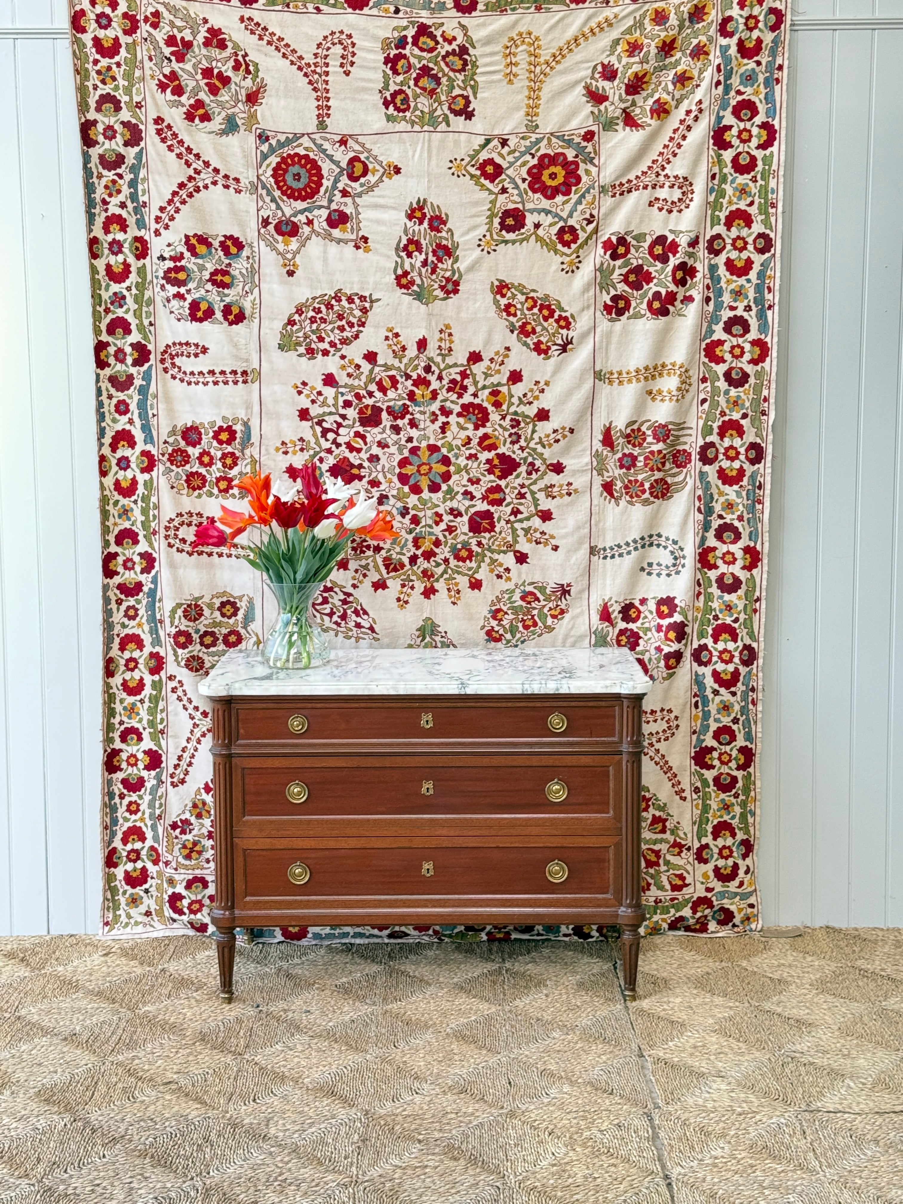French Mahogany Marble Topped Commode
