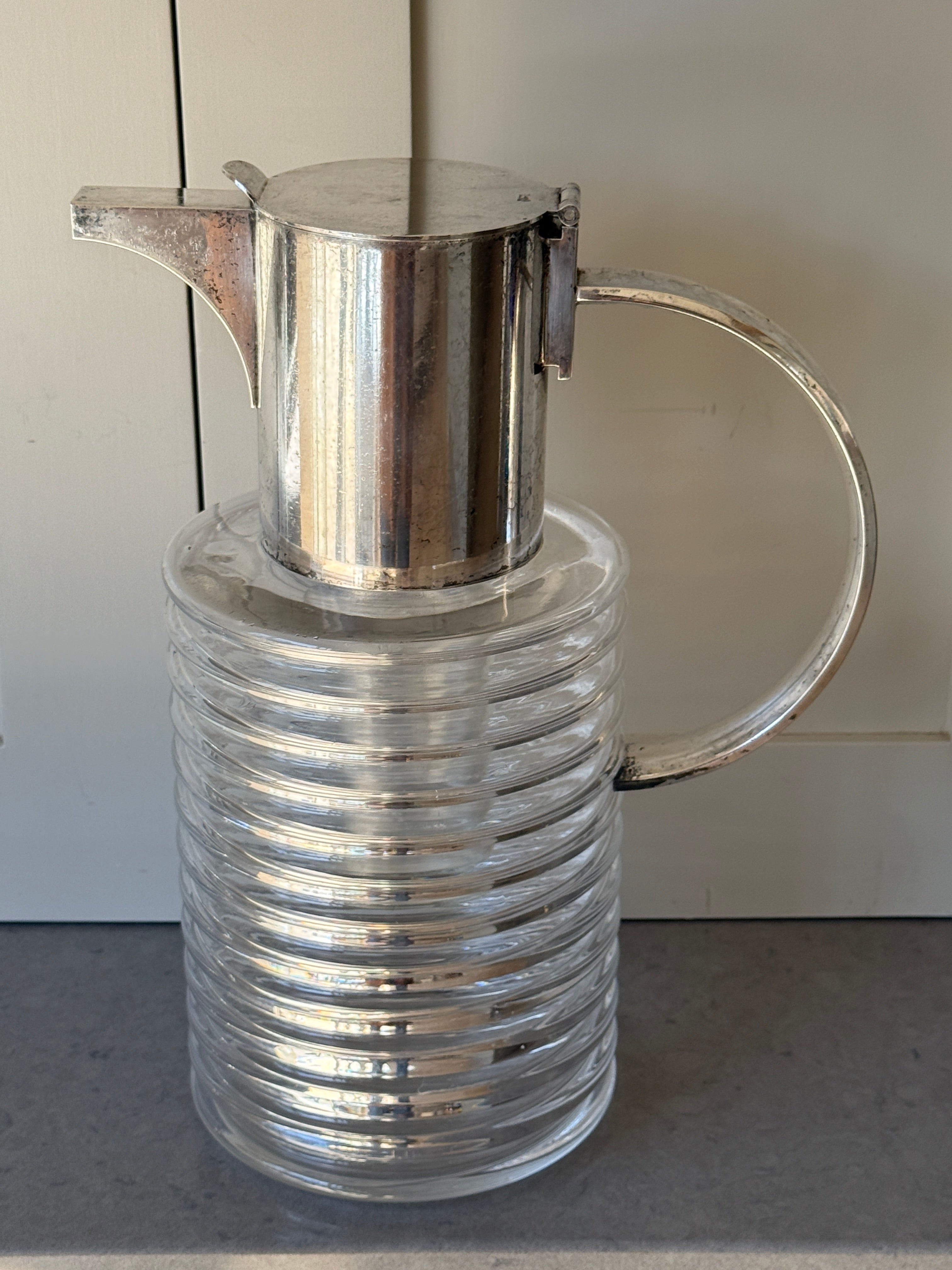 Silver Plated Glass Jug by Serge Asti for Arnolfo Di Cambio