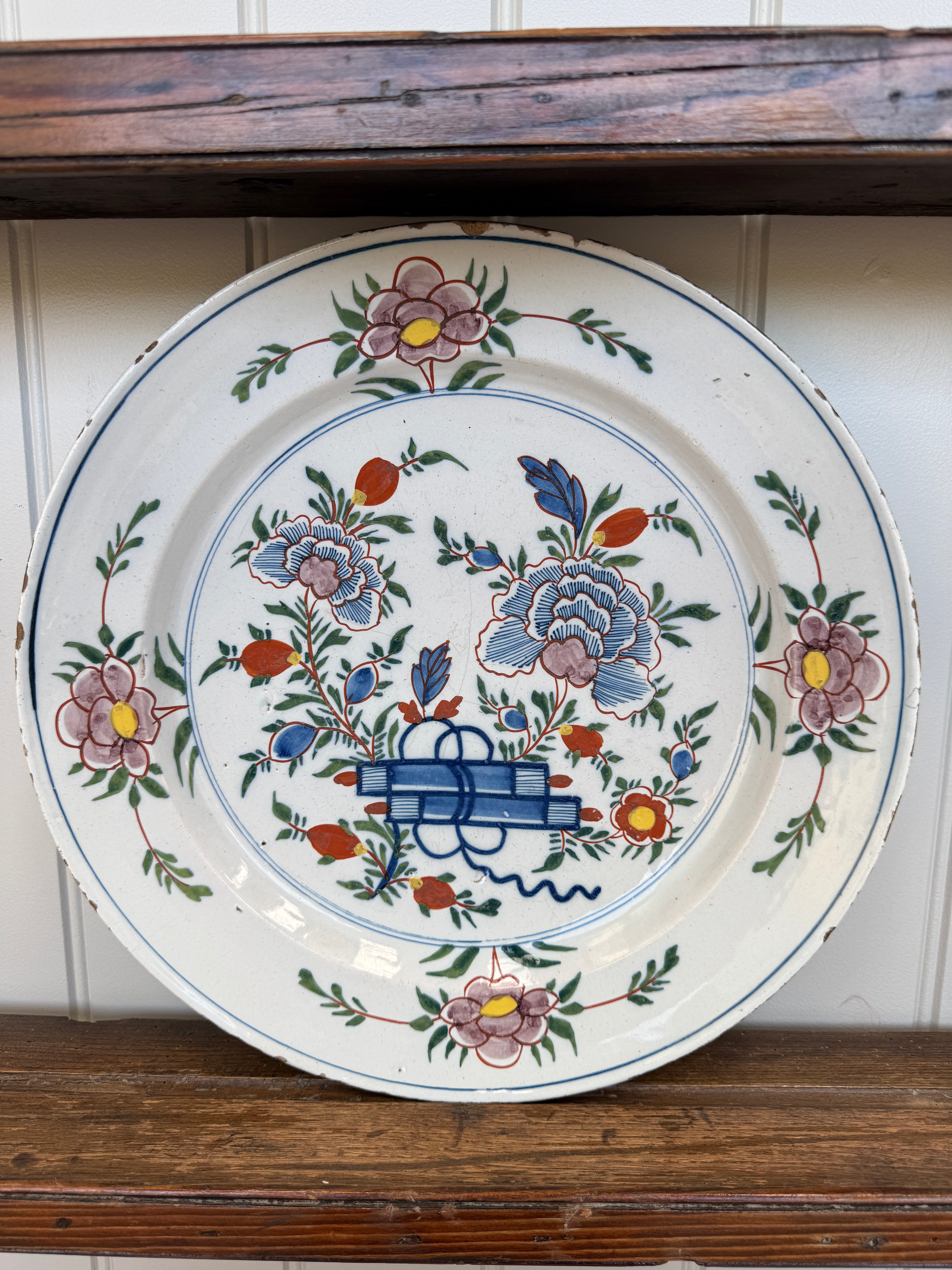 A Large Dutch Delft Polychrome Charger, circa 1760–70
