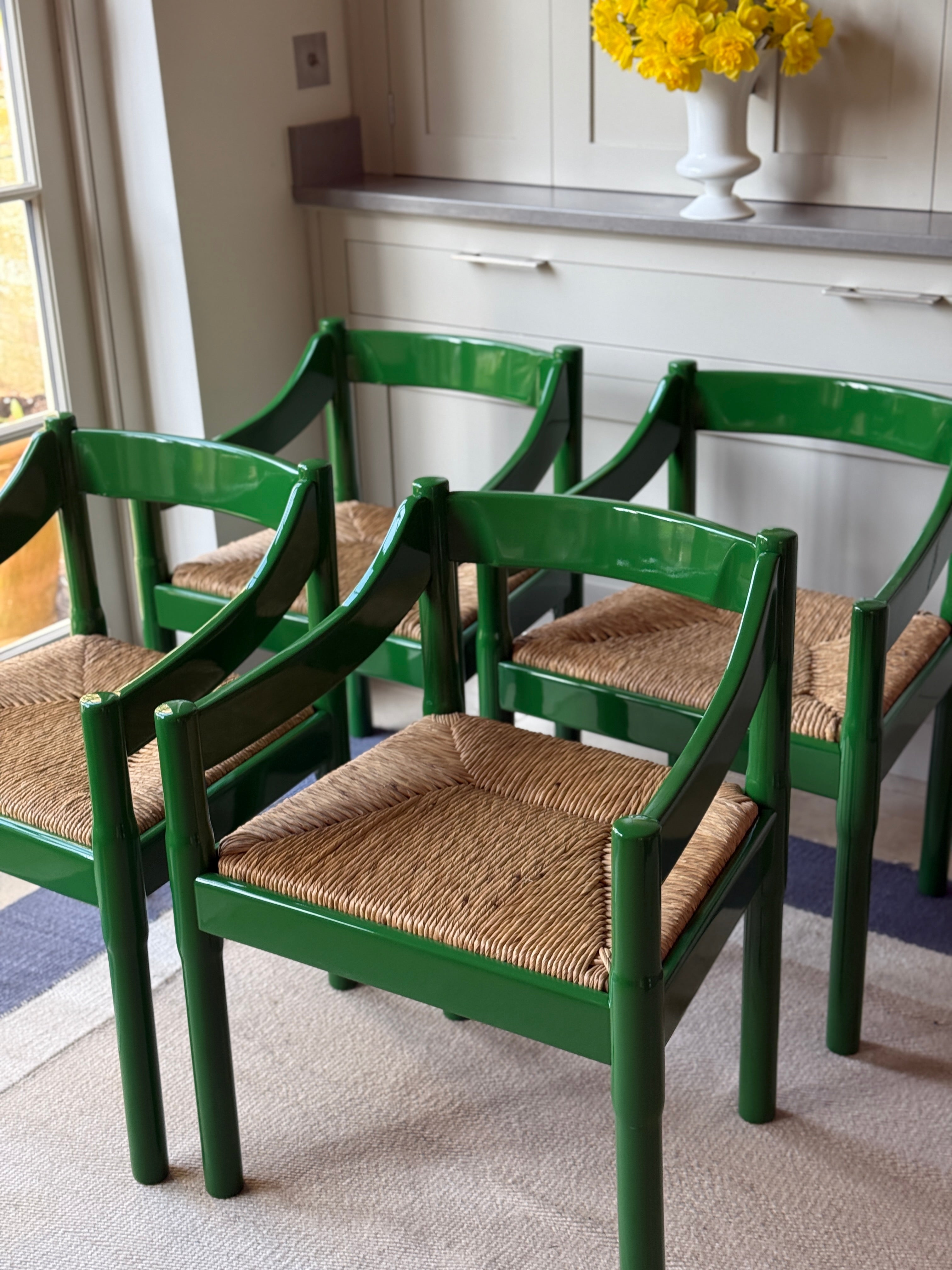 VM Carimate Armchairs in Green Lacquer