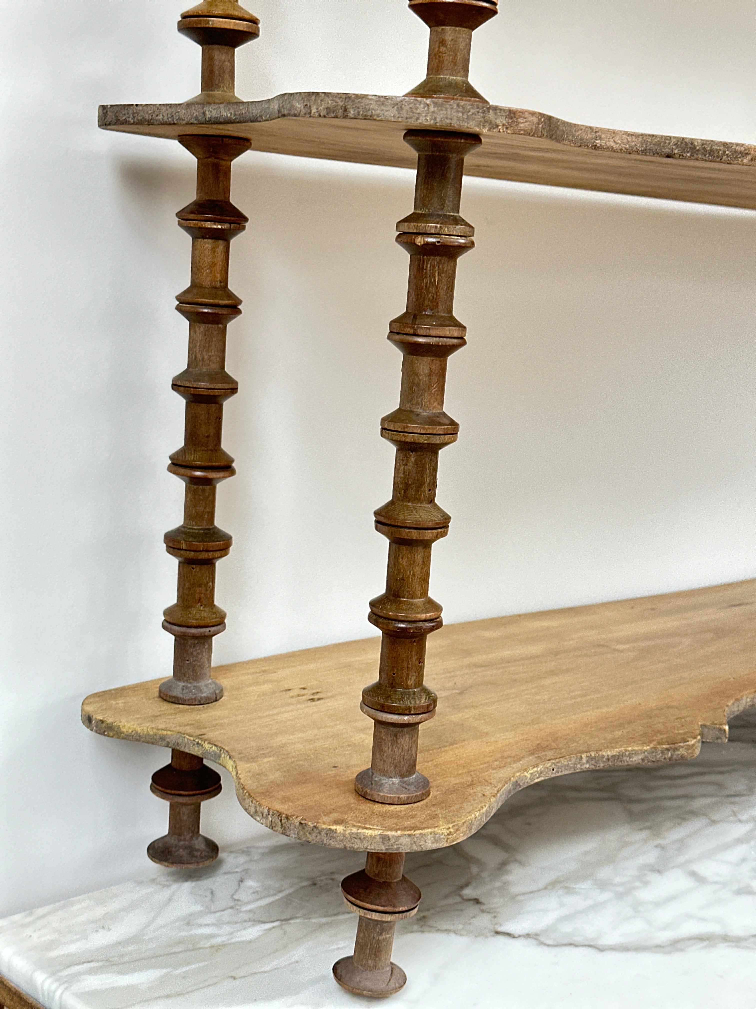 Large Cotton Reel Shelves with Brass Finials