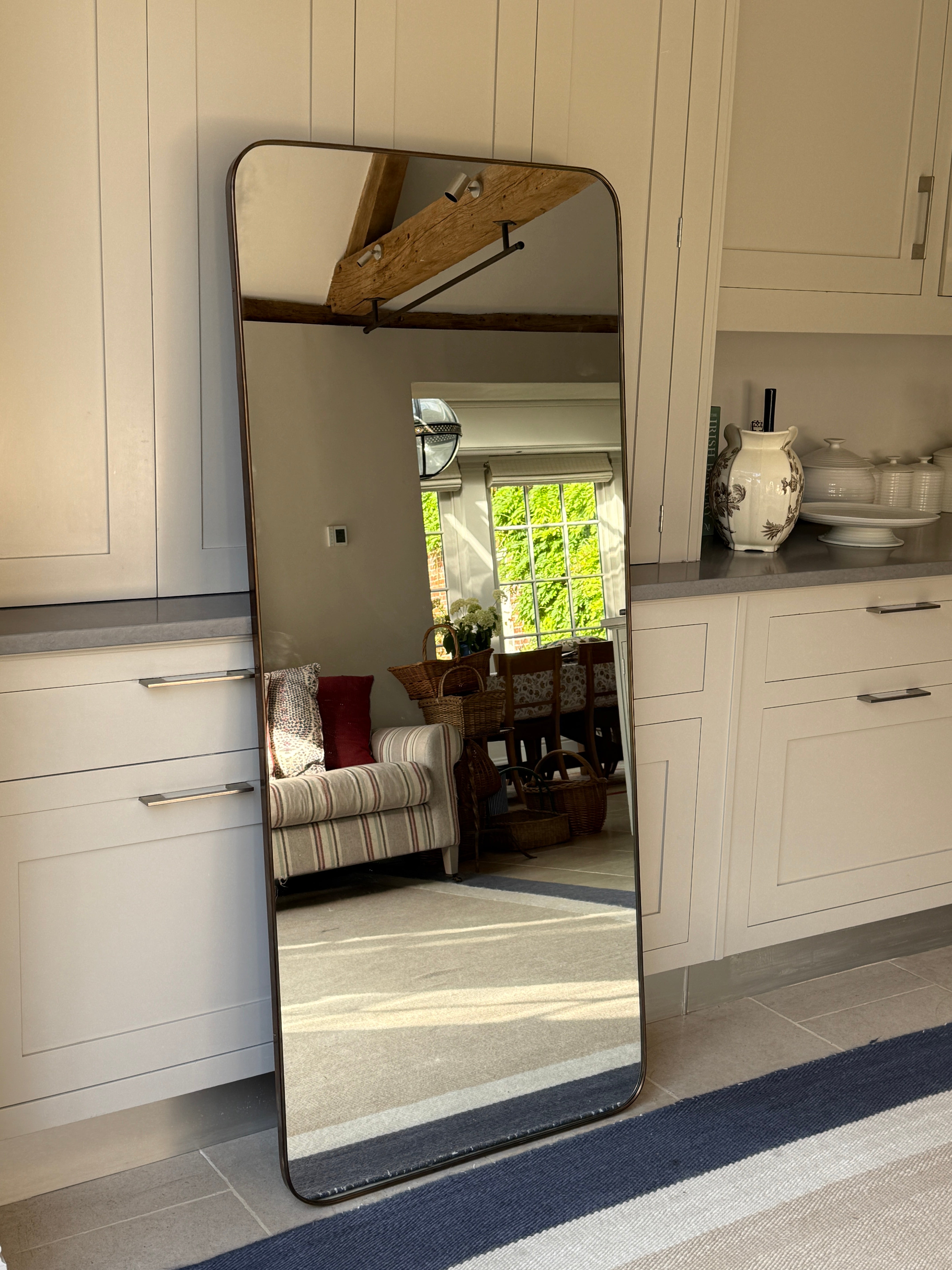 Large 1950s Brass Shield Mirror