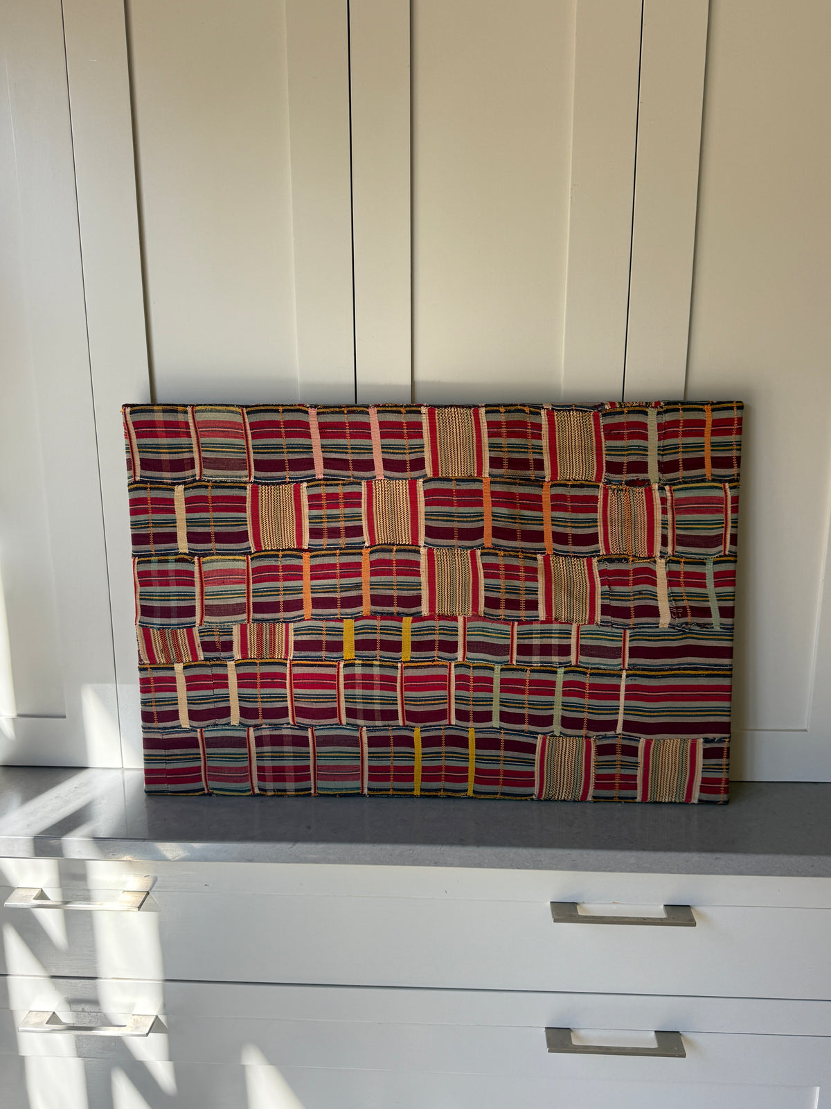 Framed Orange Ewe Textile from Togo Ghana