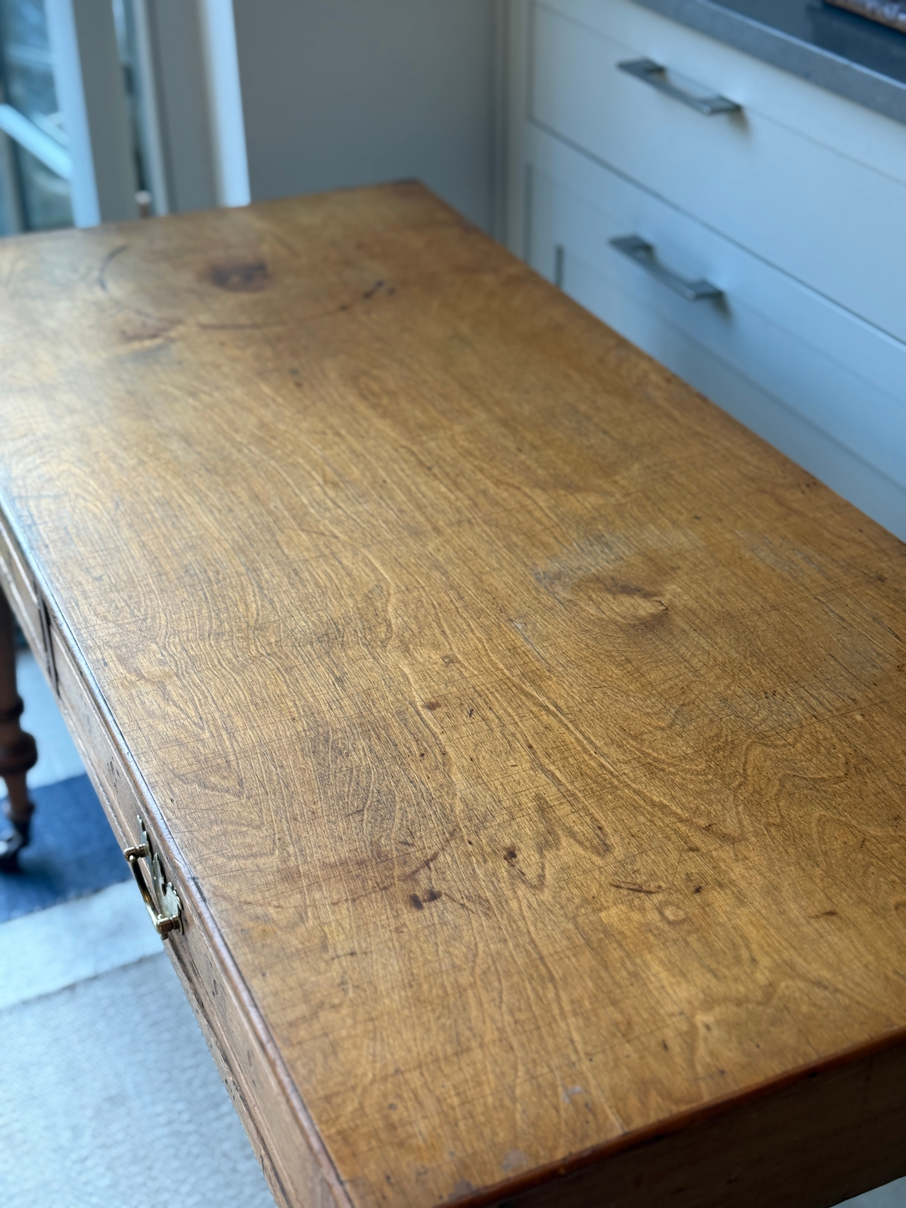 Antique Pine Desk on Castors