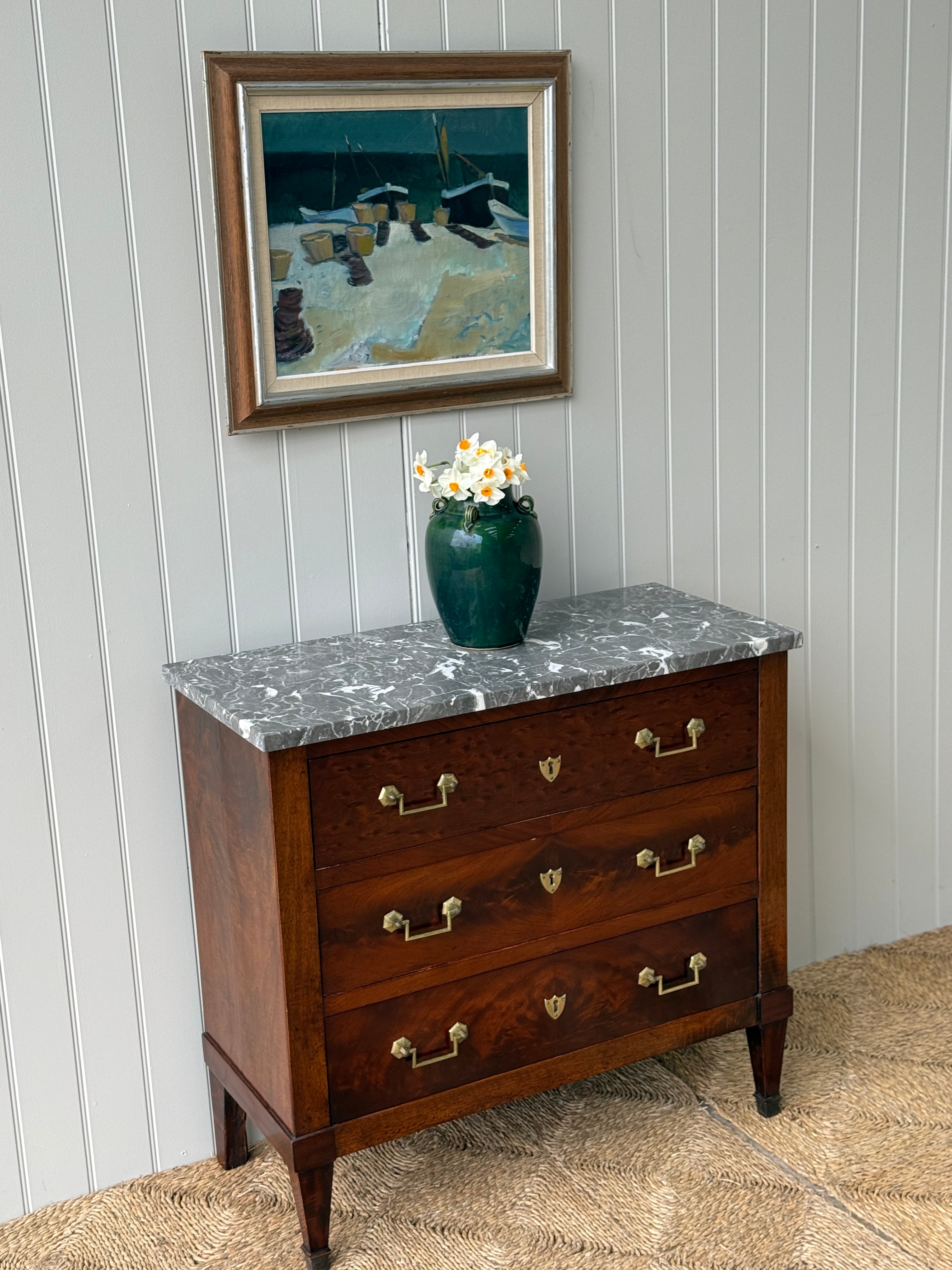 Small Empire Commode with Dappled Grey Marble Top