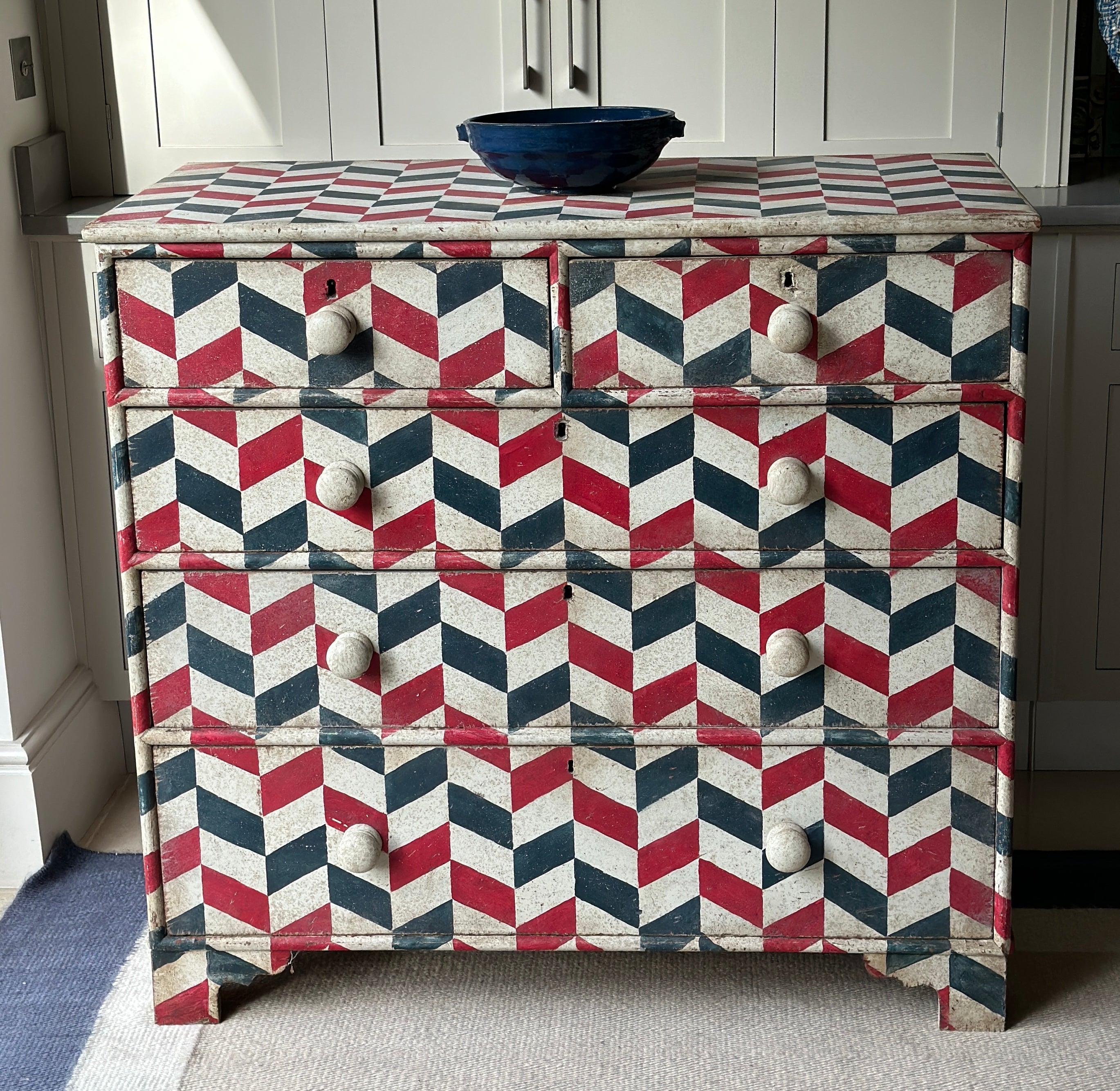 Old Chest of Drawers with Modern Chevron Pain Finish