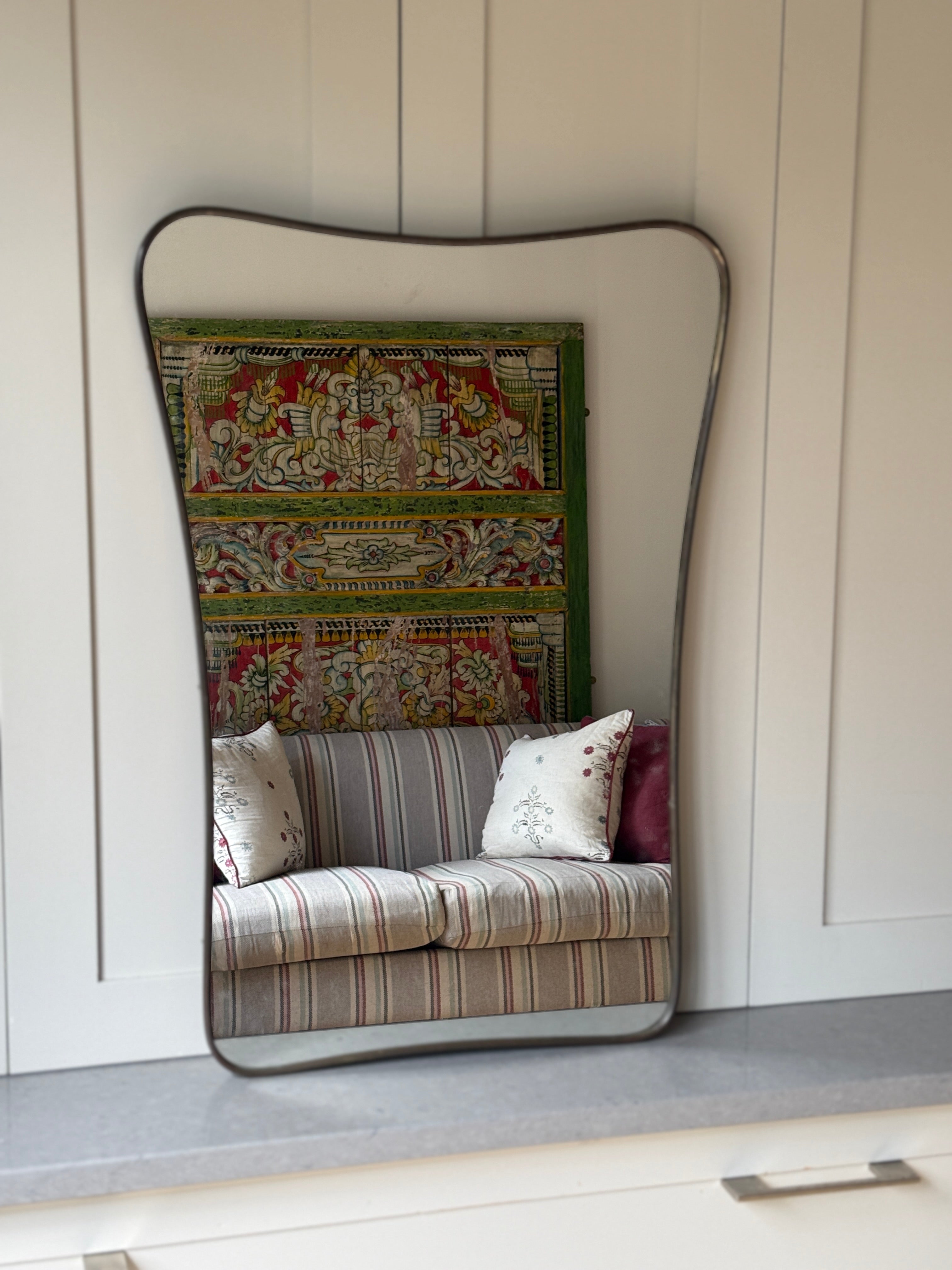 1950s Italian Brass Shield Mirror (72.5x 51cm)