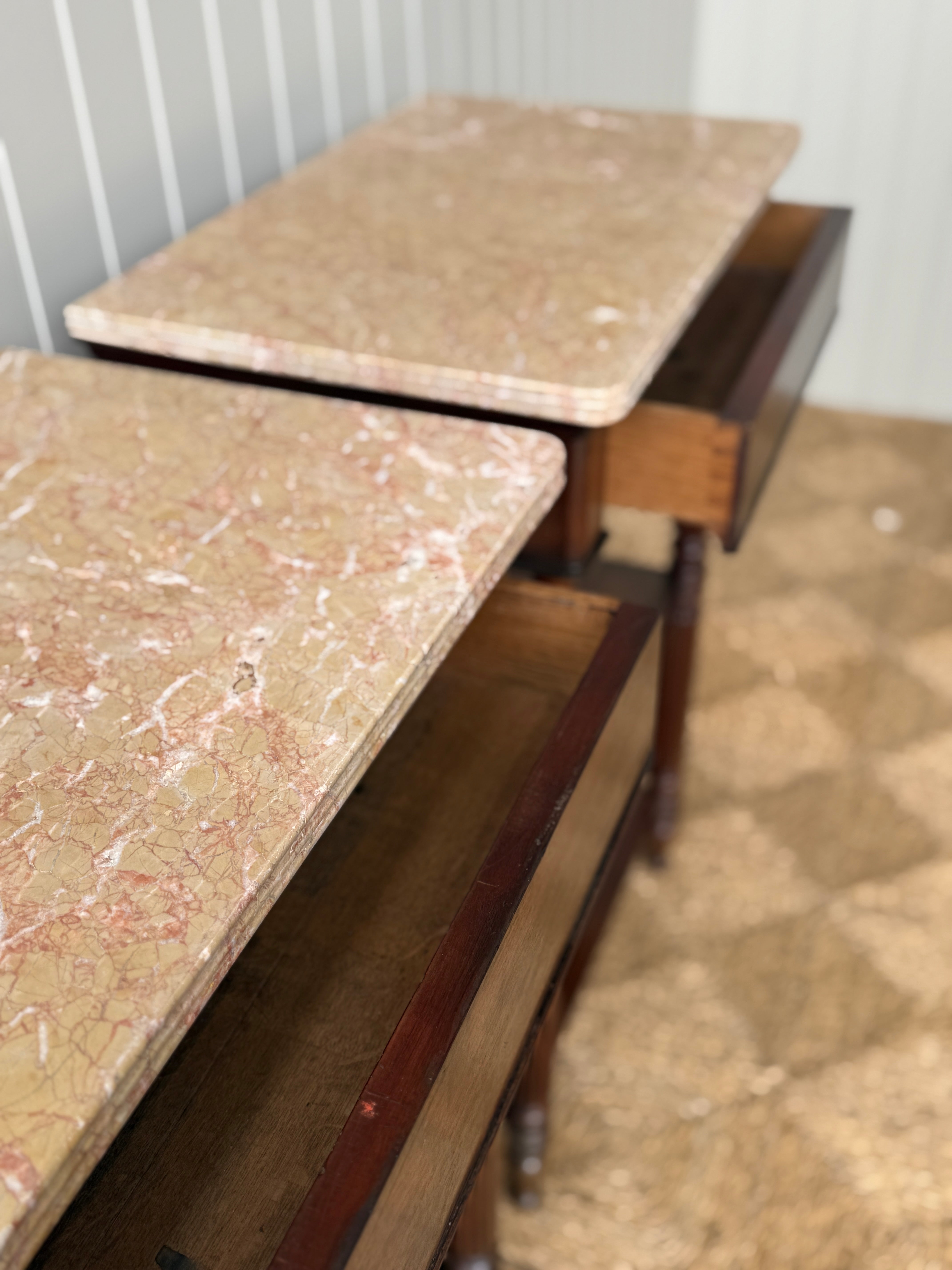 Pair of Tall Marble Topped Etageres
