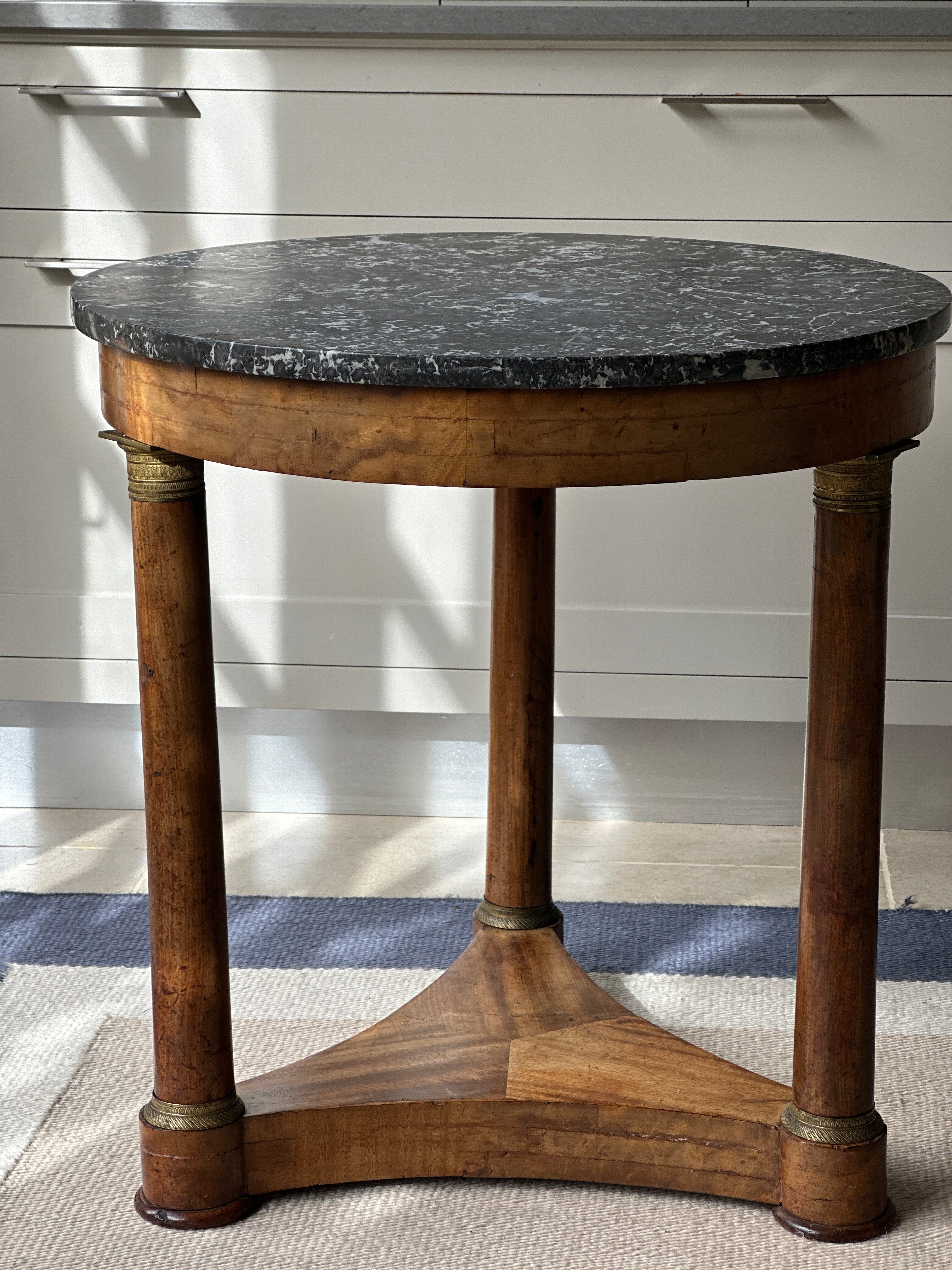 French Gueridon with Dappled Grey Marble Top