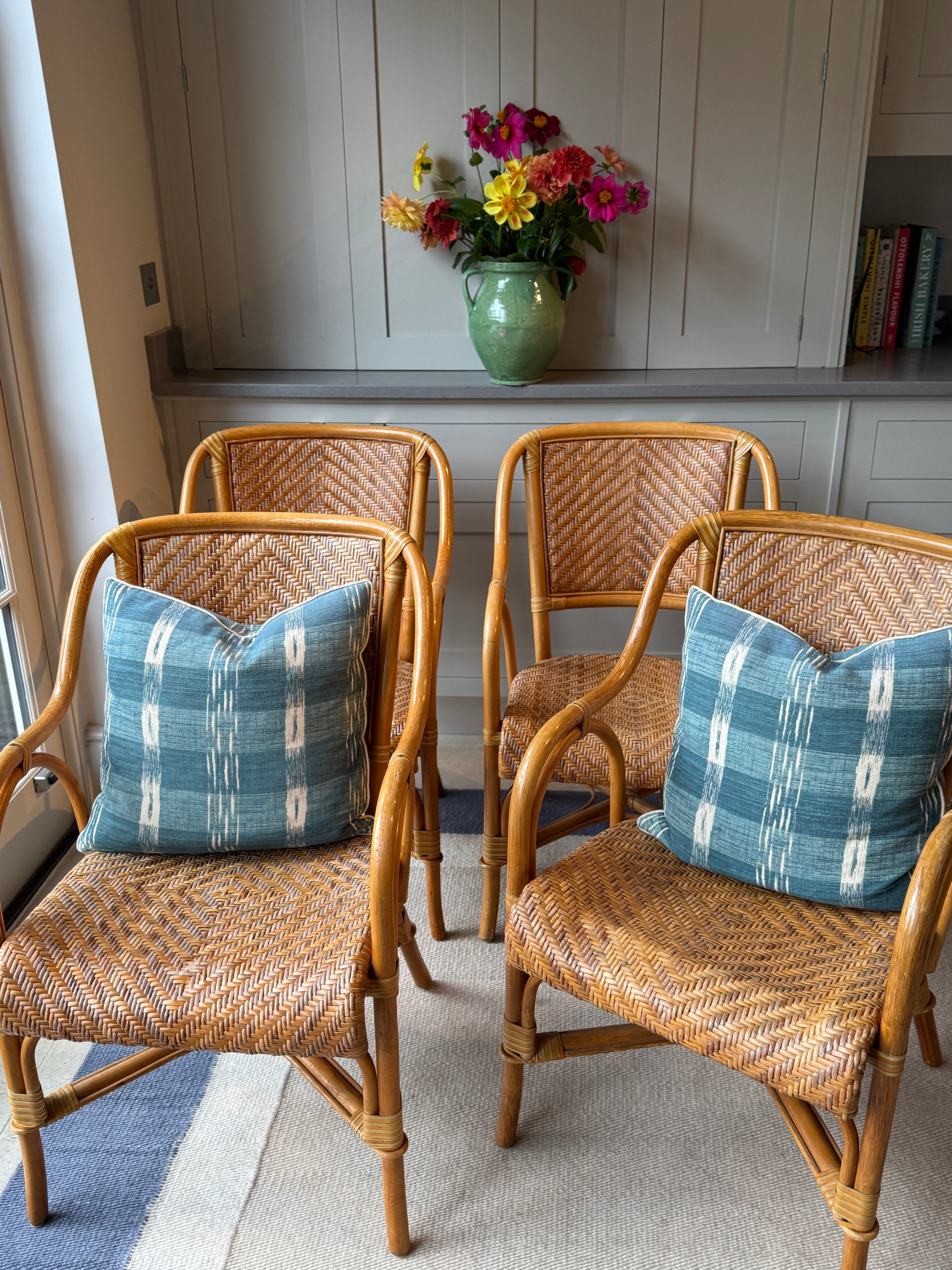 Set of 4 Vintage Cane & Rattan Chairs
