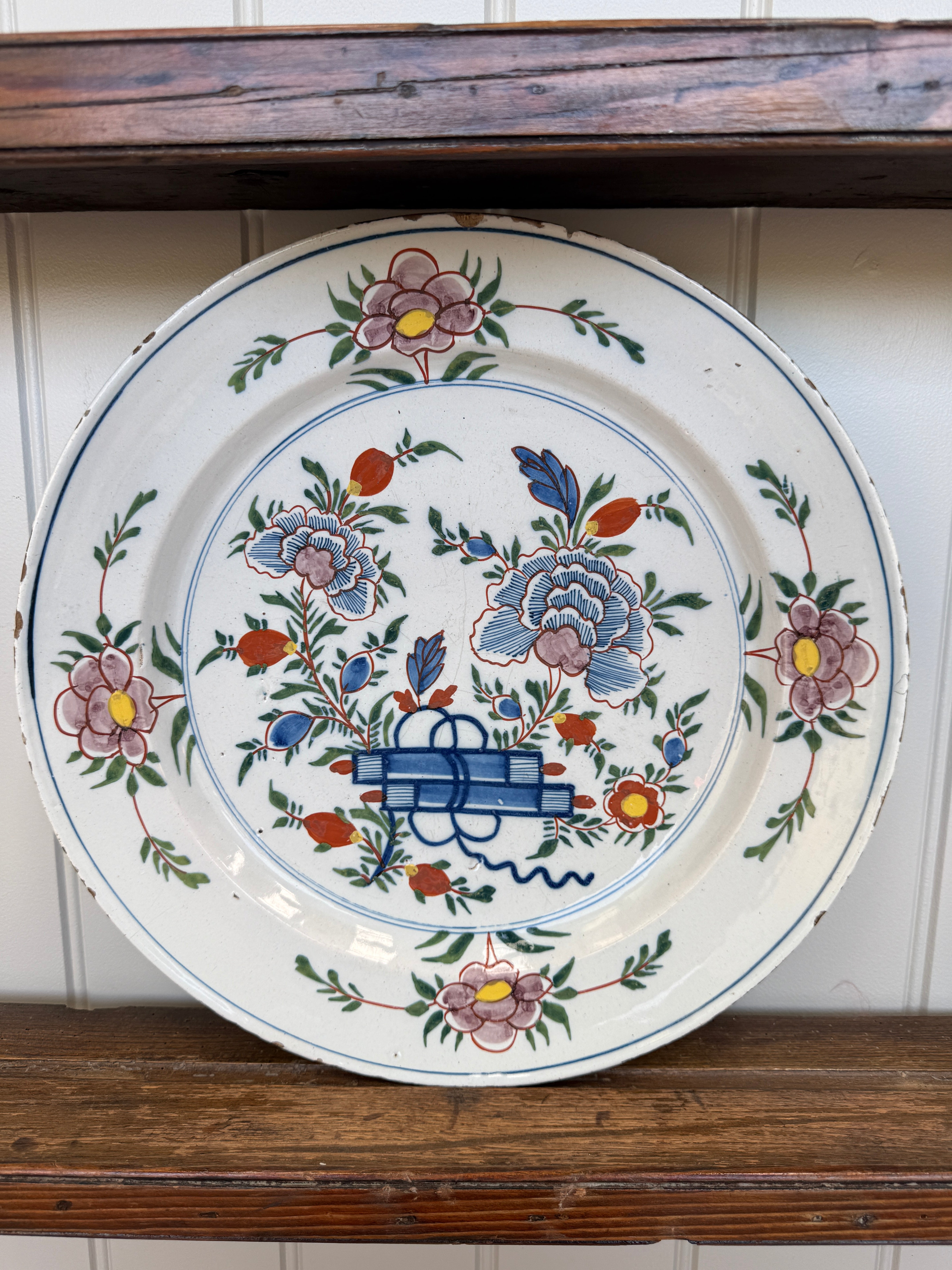 A Large Dutch Delft Polychrome Charger, circa 1760–70