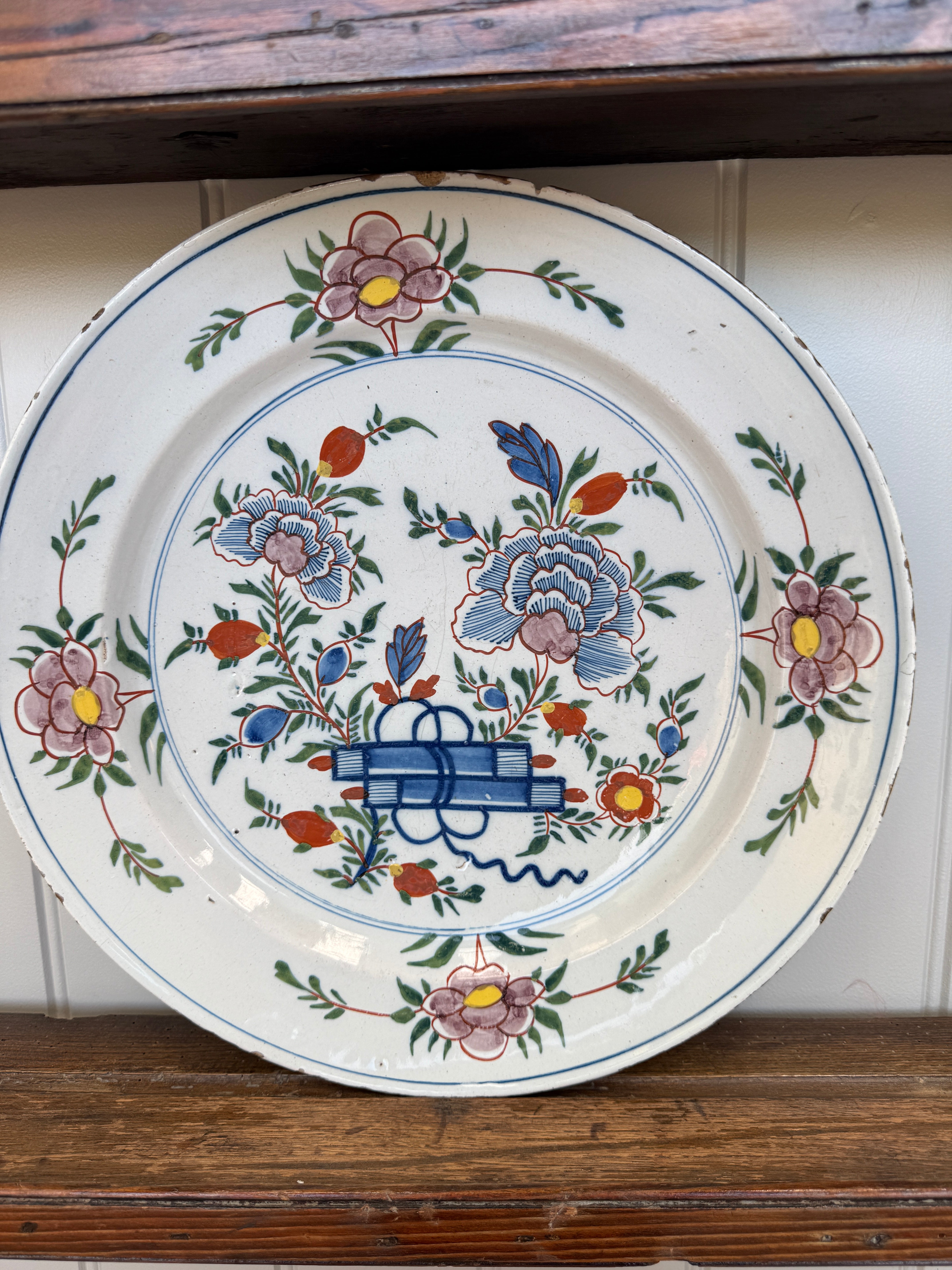 A Large Dutch Delft Polychrome Charger, circa 1760–70