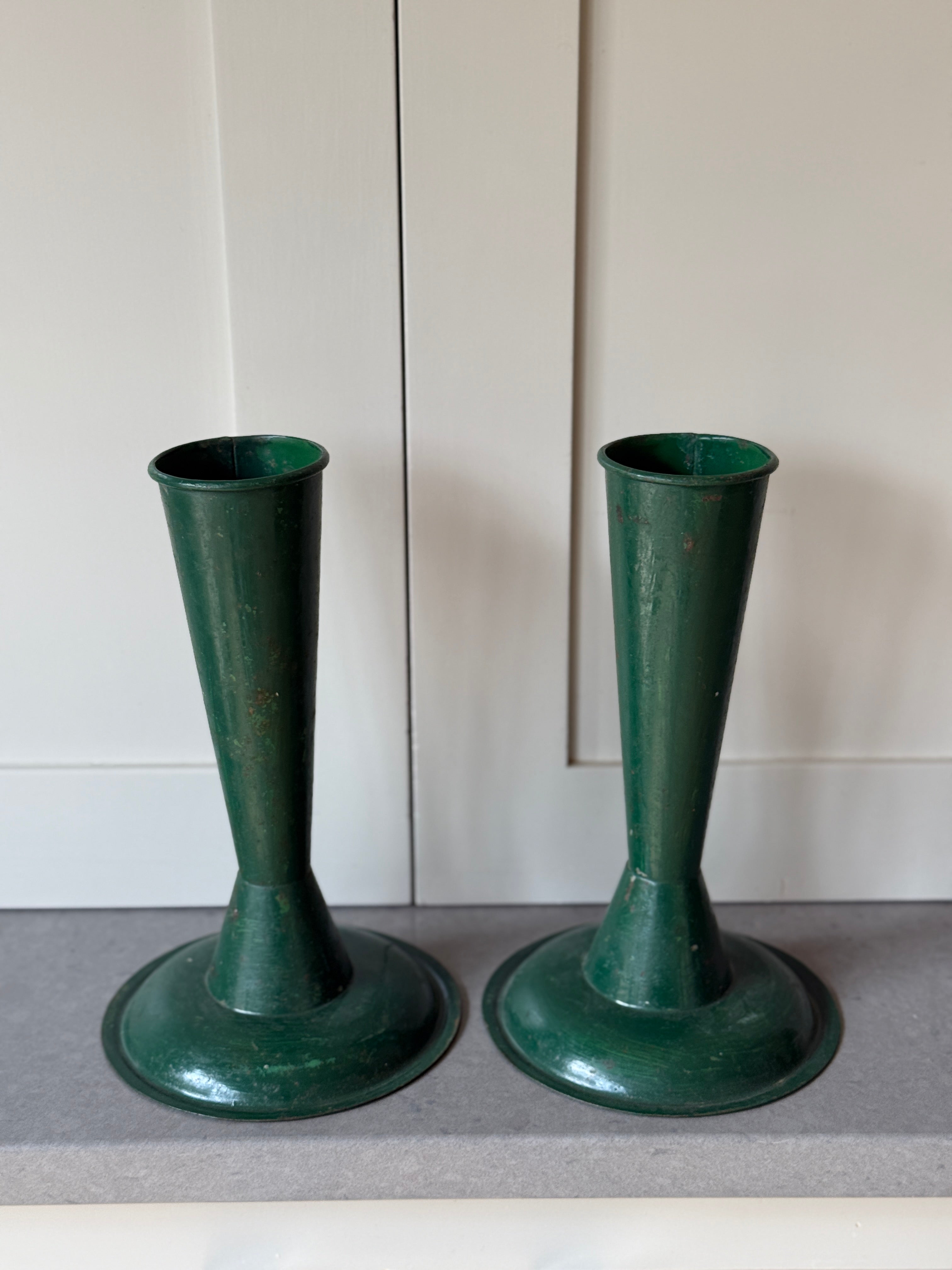 Pair of Green Vintage Floristry Vase