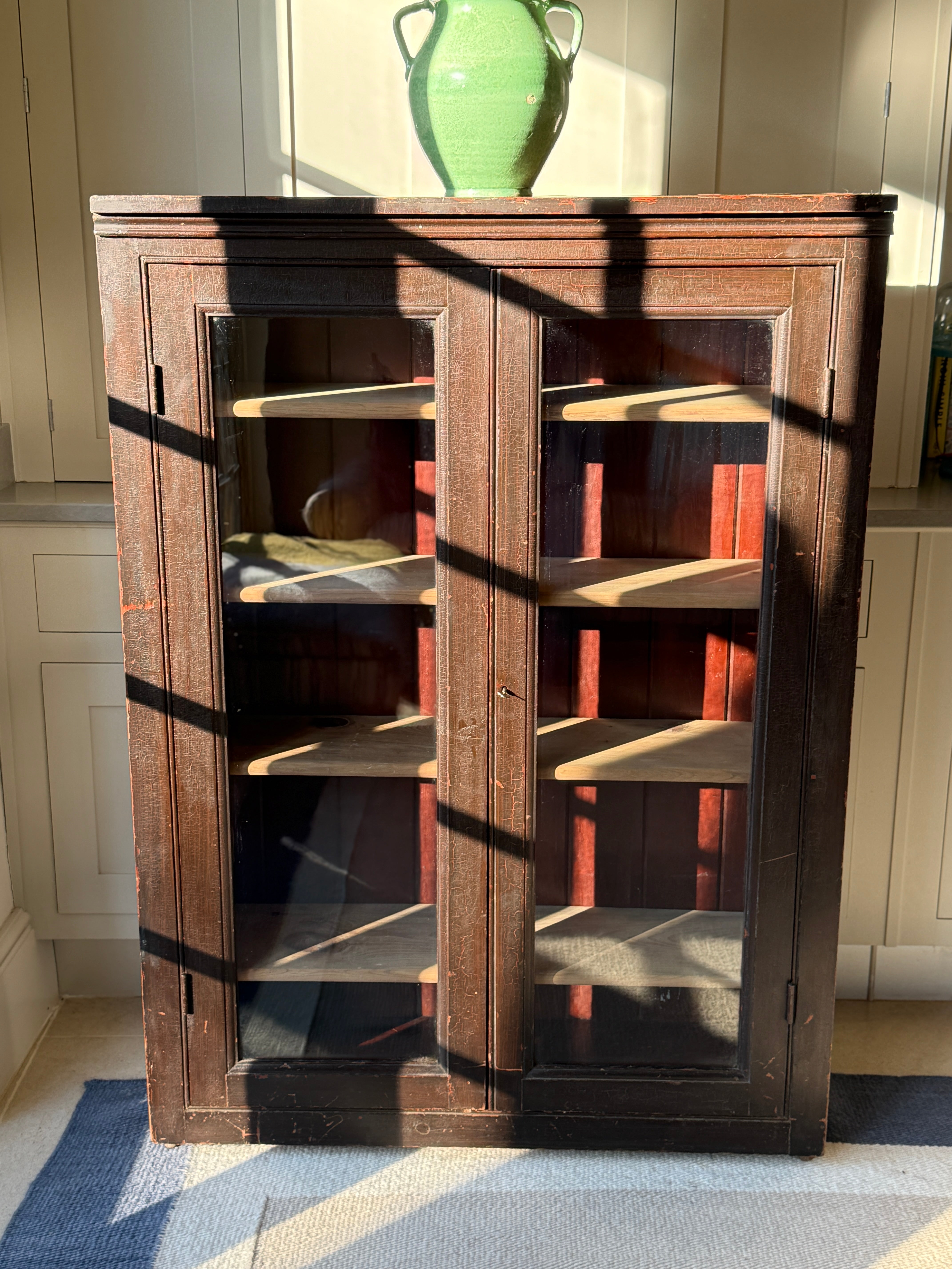 Antique Painted Pine Glazed Cabinet