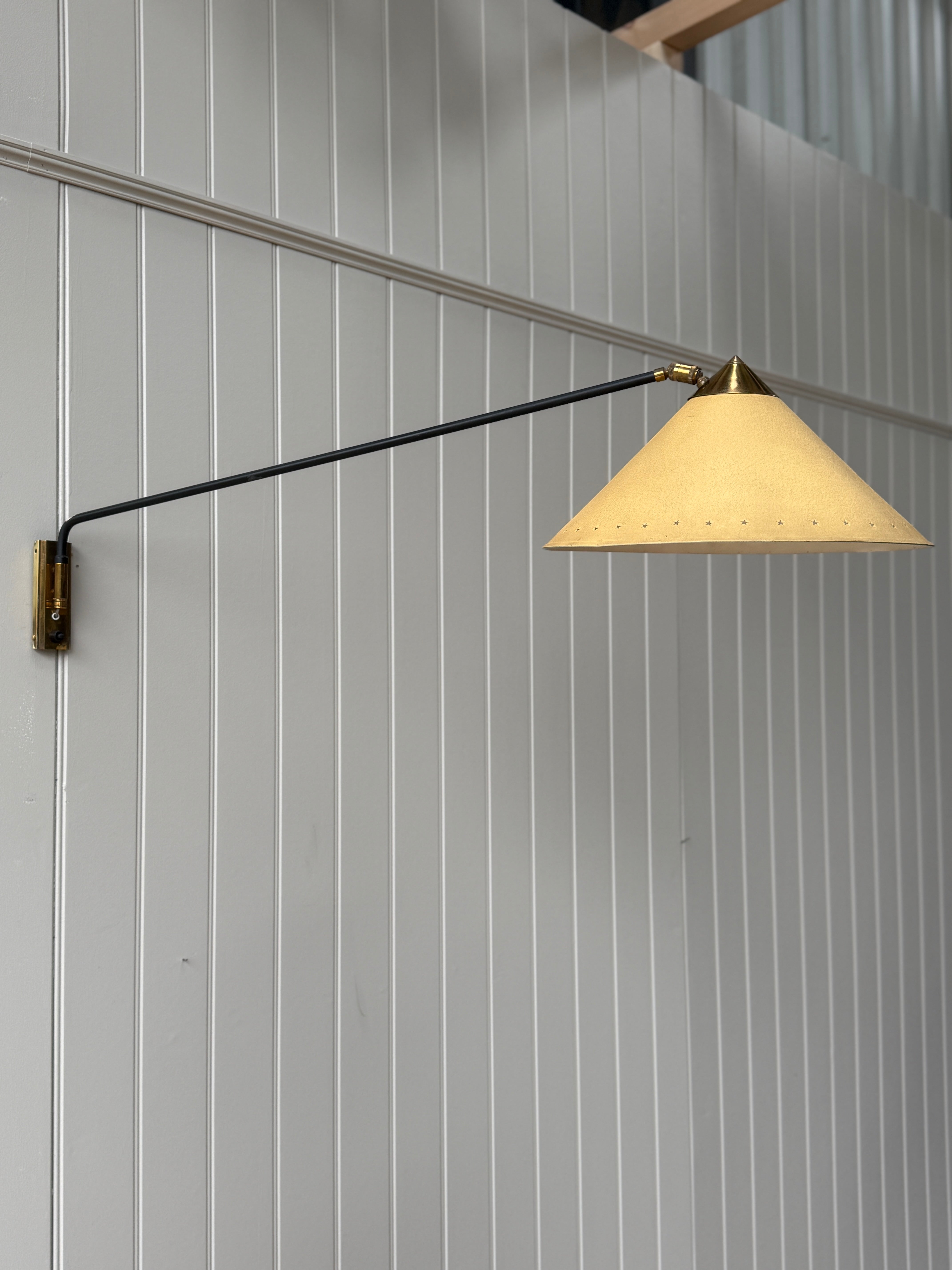 Brass French Wall Light with Yellow shade