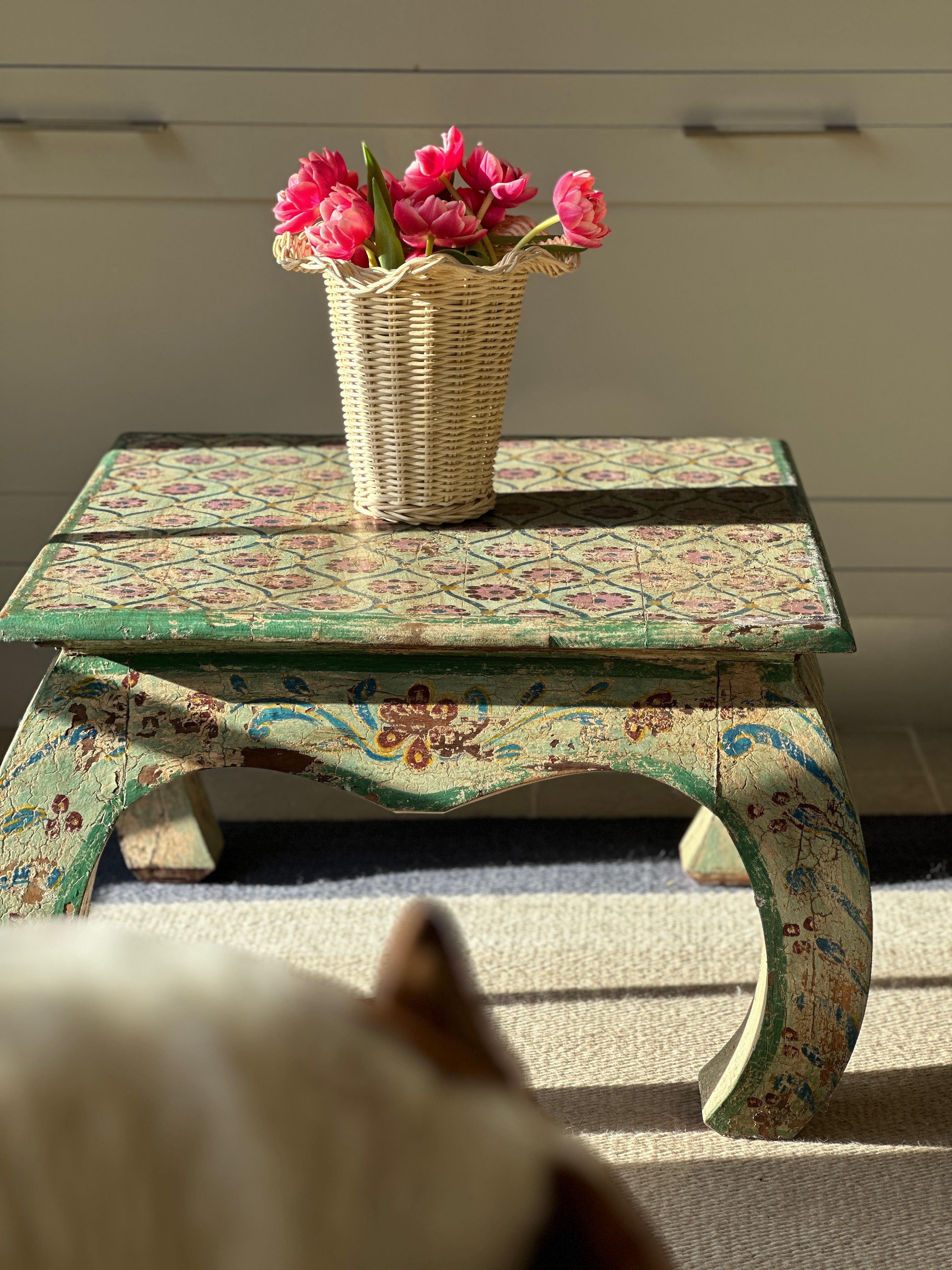 Charming vintage painted Indian hardwood table