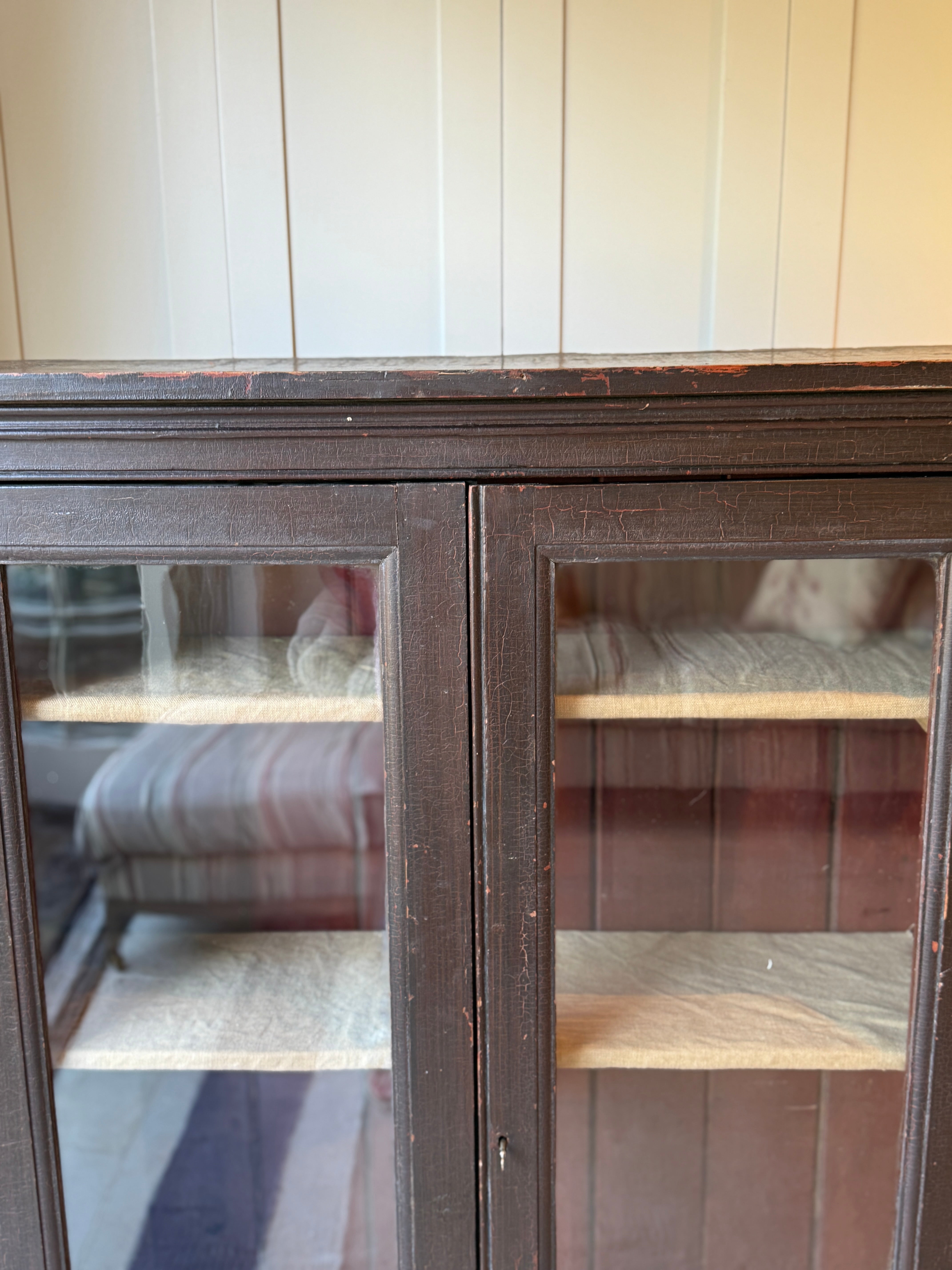 Antique Painted Pine Glazed Cabinet