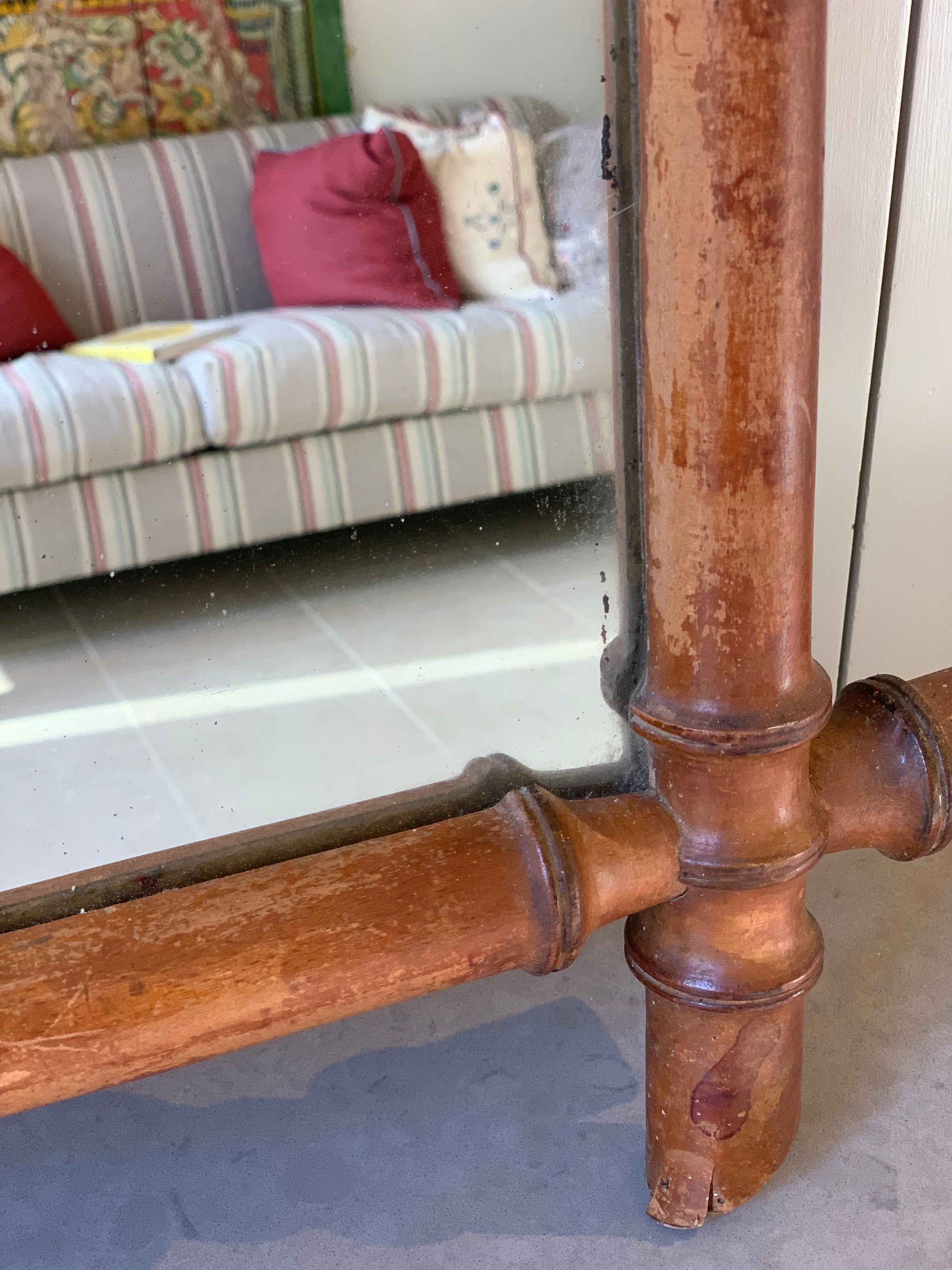 Extra Large French Oak Faux Bamboo Mirror