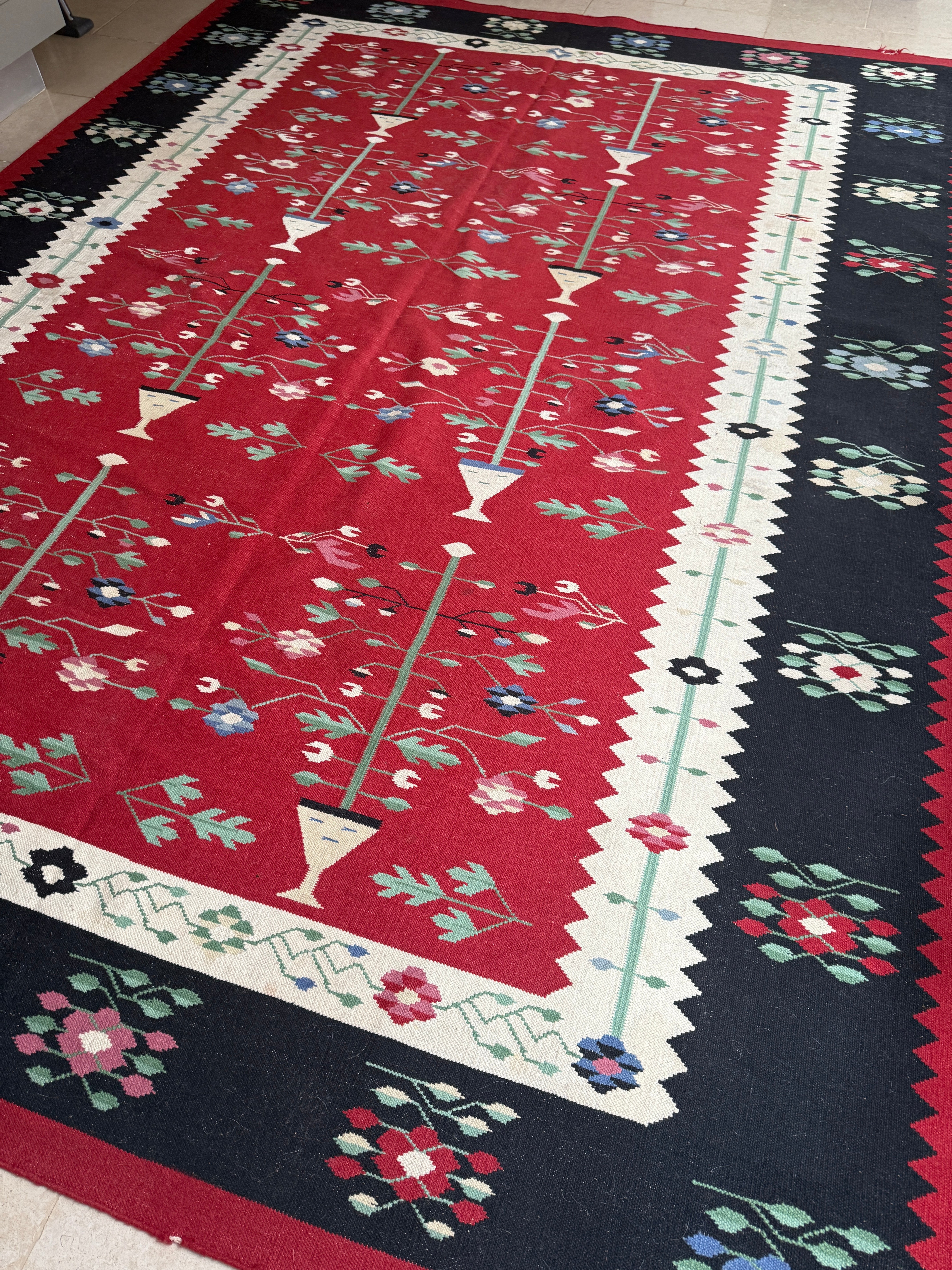 Large Vintage Balkan Sharkoy Kilim circa 1960