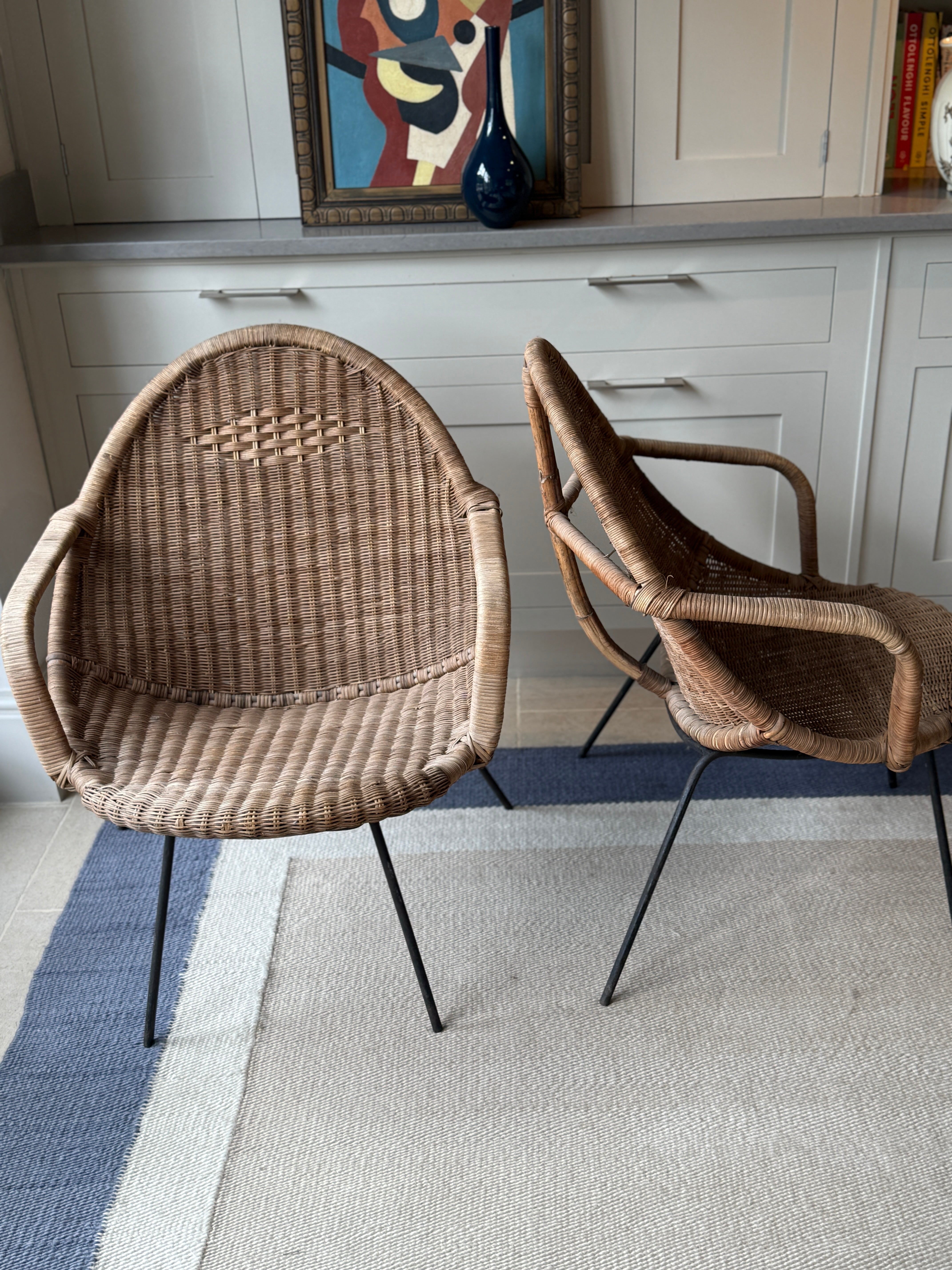 Pair of Italian Rattan Chairs Circa 1960-70