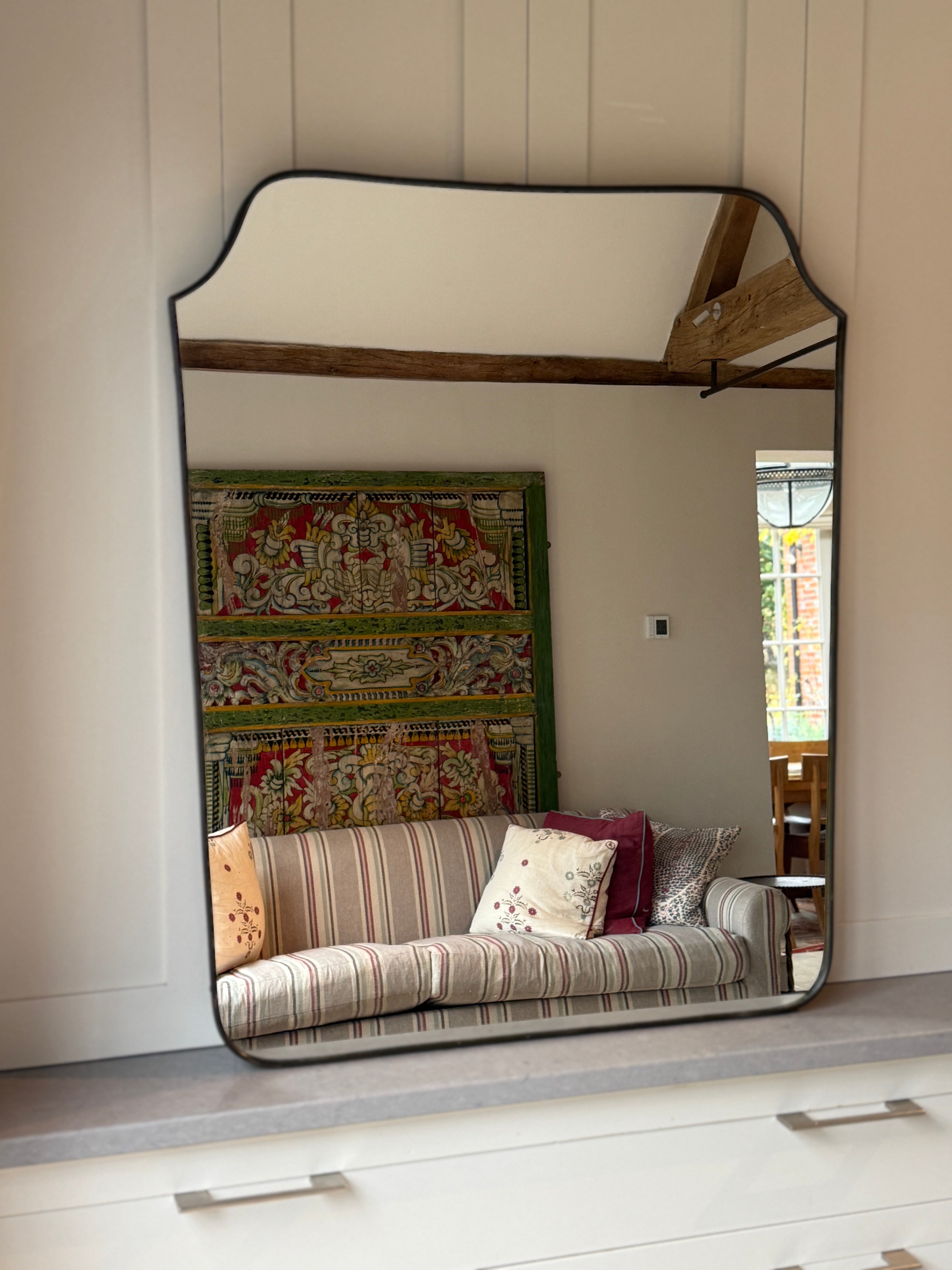 Large Italian Brass Shield Mirror