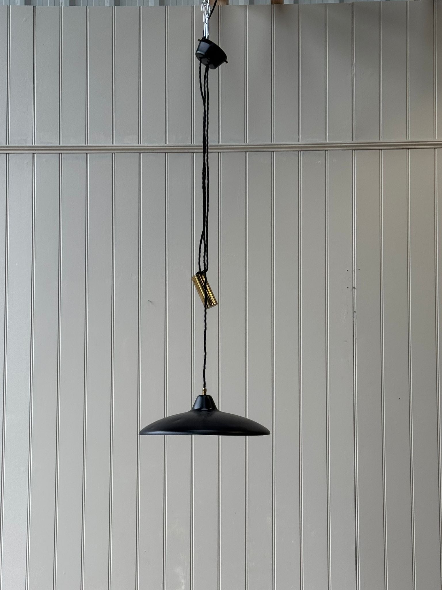 1950s Italian Black Counterweight Pendant Light