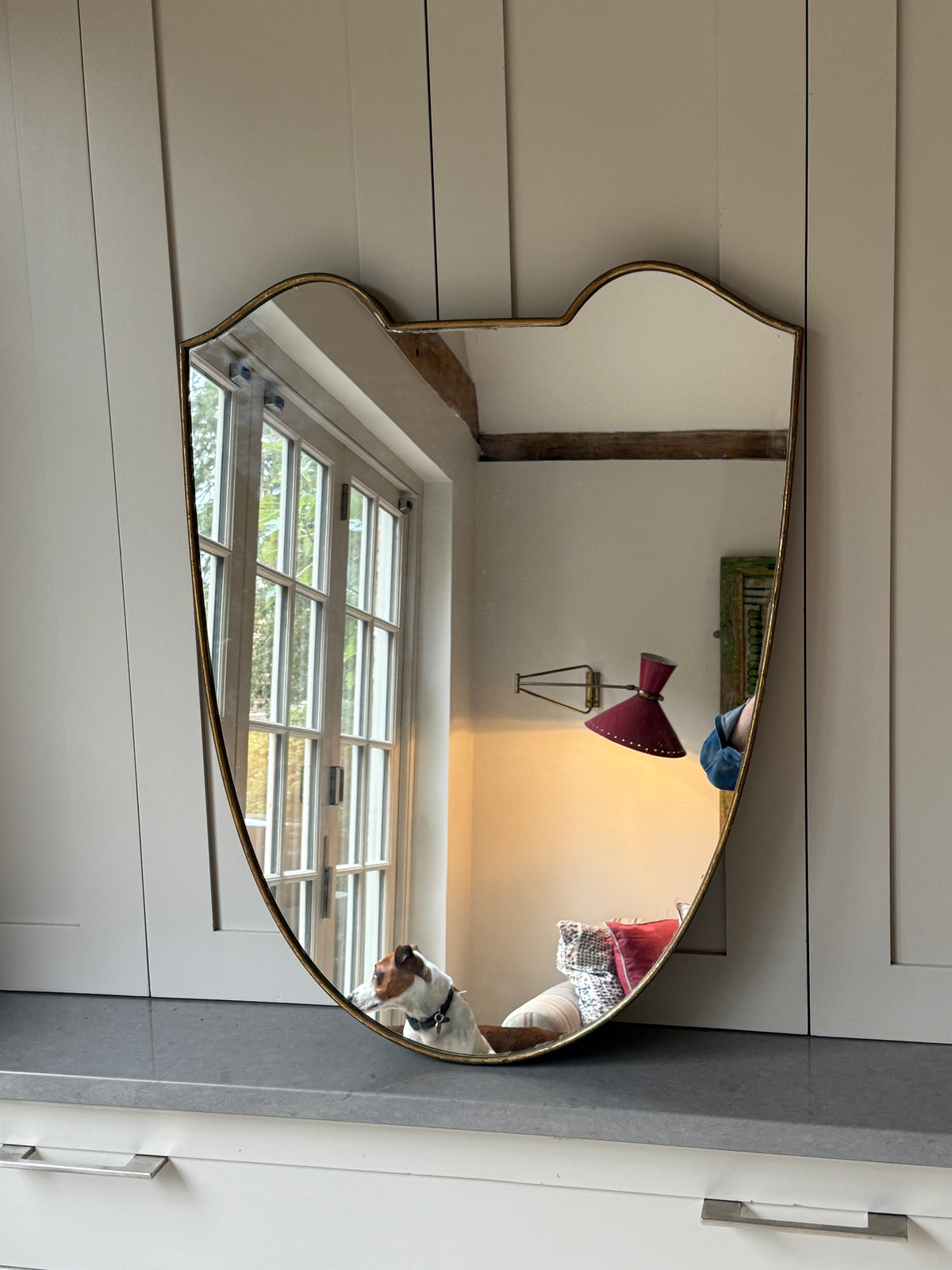 Italian Brass Shield Mirror (75x58cm)