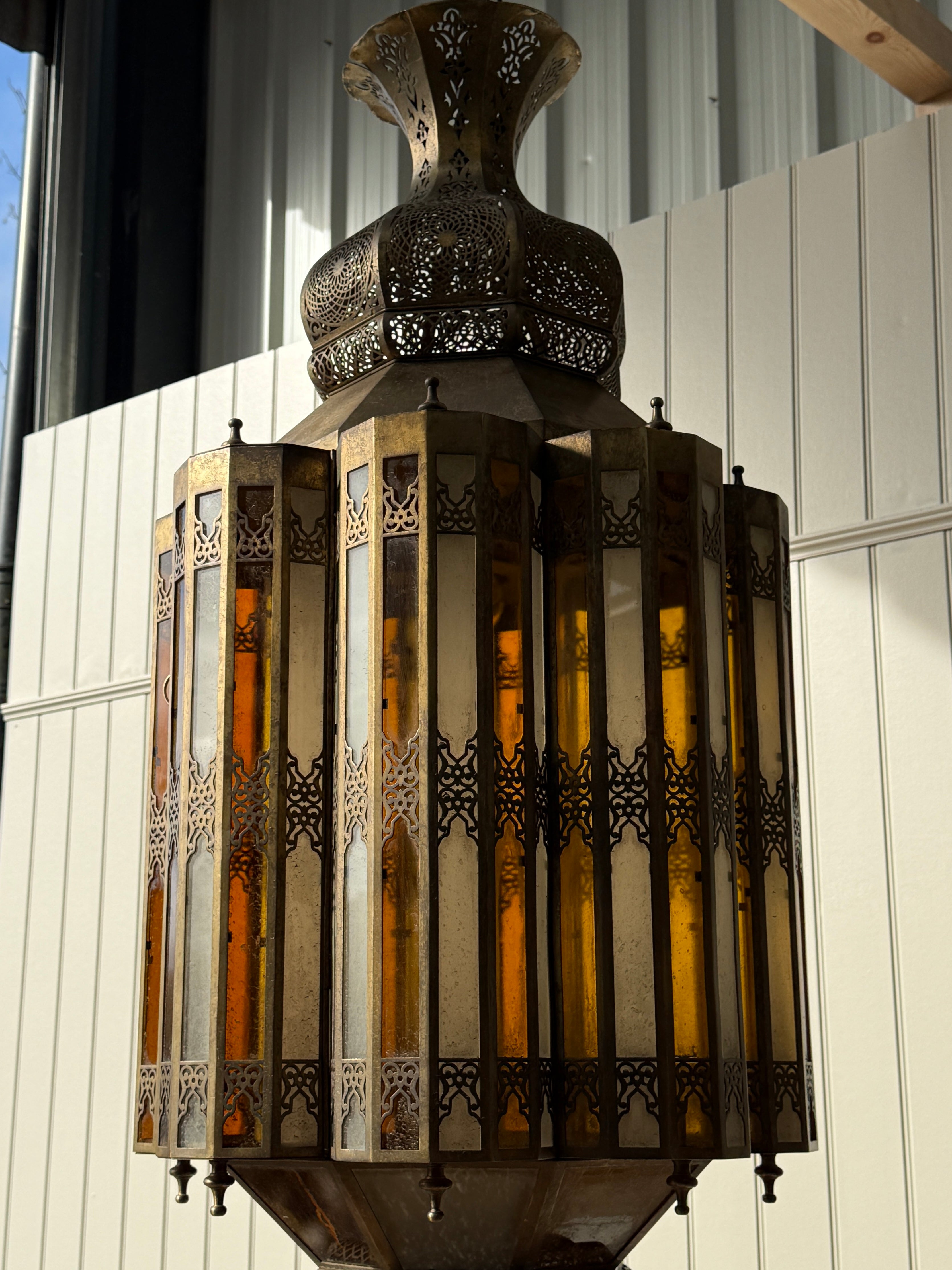 Majestic Pair of Moroccan Brass Lanterns