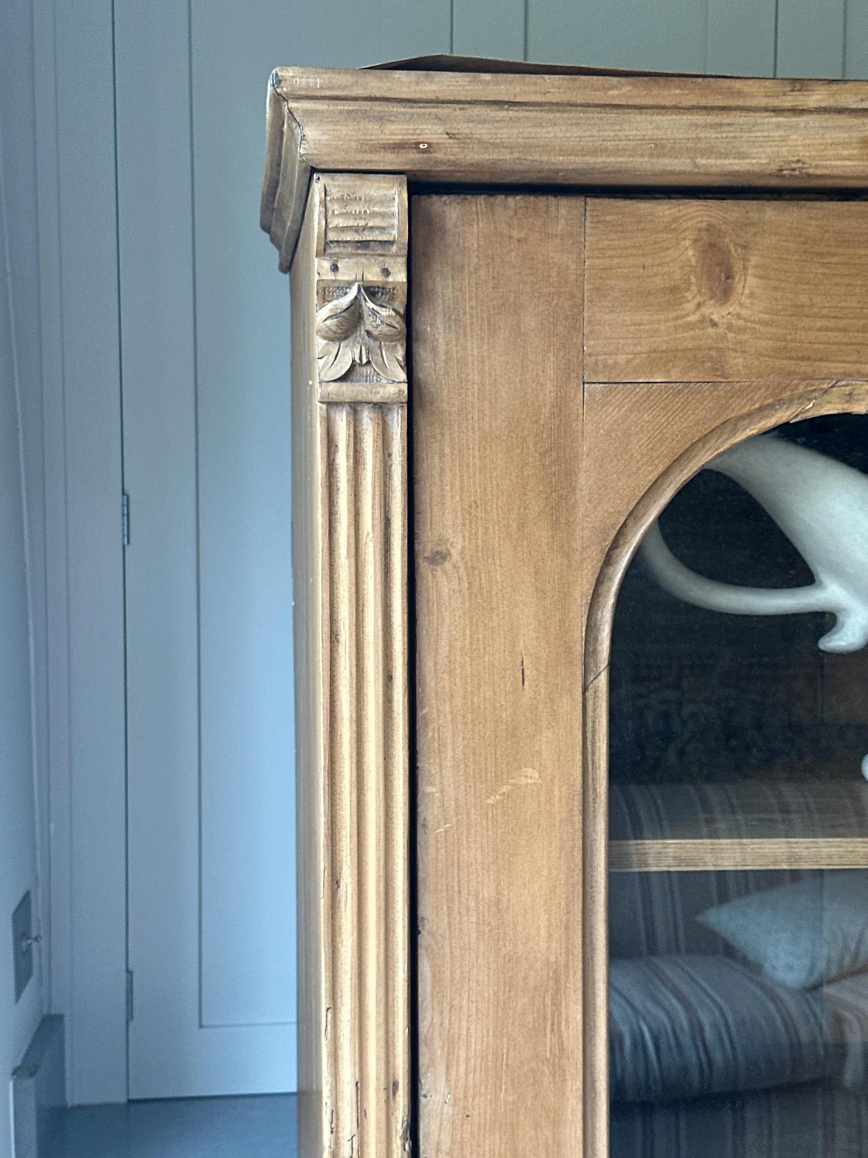 Lovely Continental Glazed Pine Cabinet with lots of storage