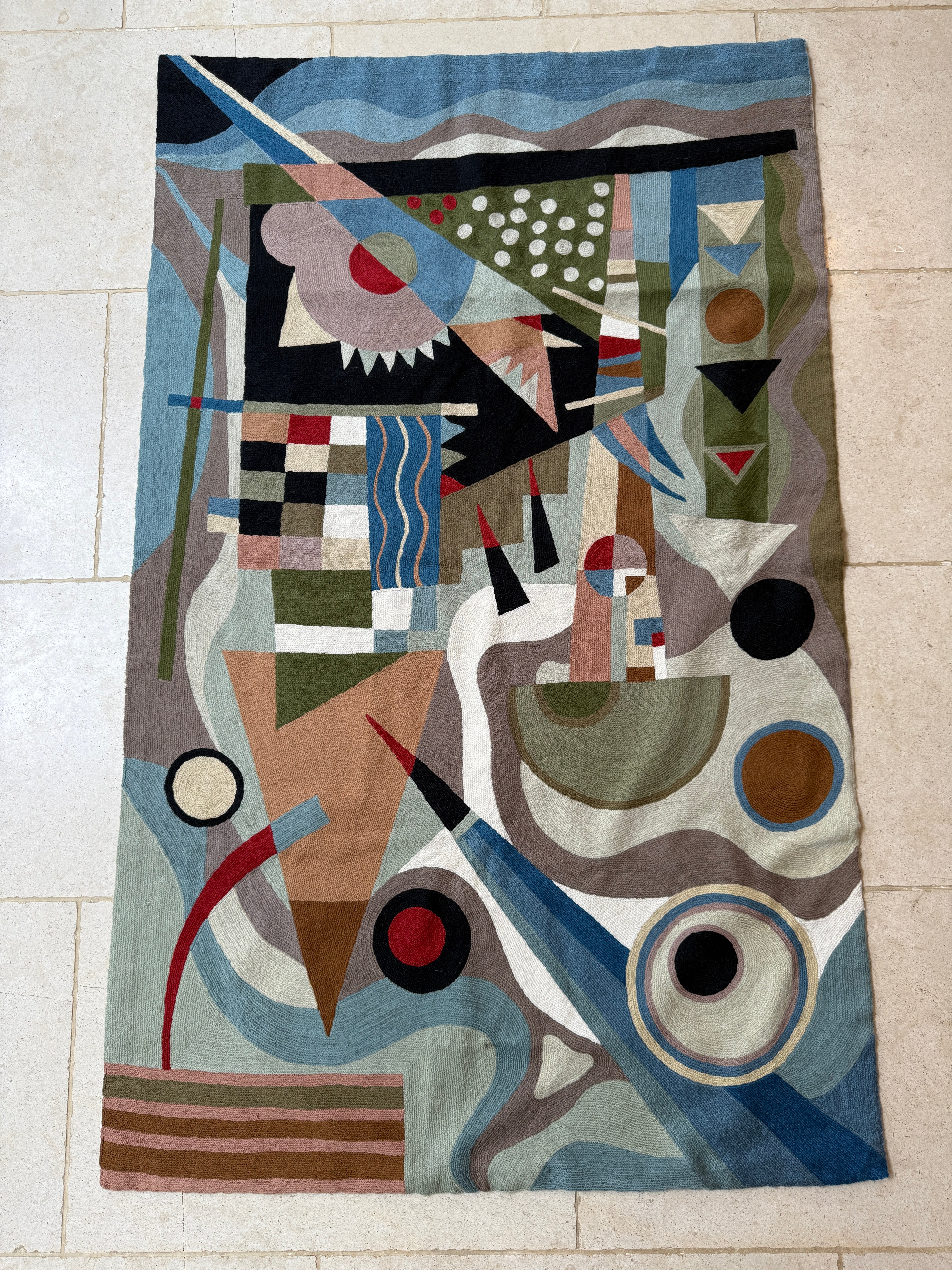 Polychrome Abstract Needlepoint Wallhanging