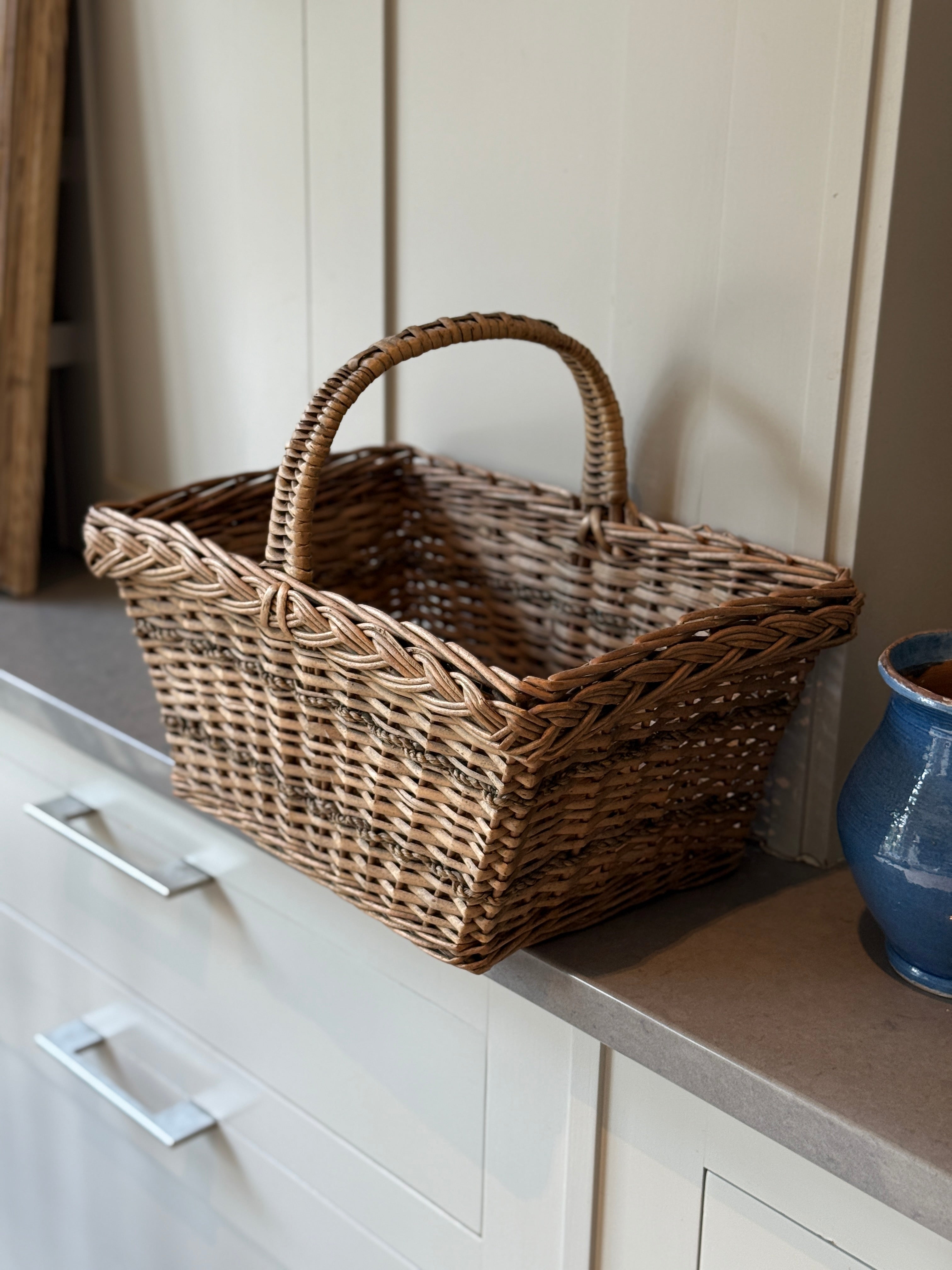 Small Wicker Basket with Rope Accents