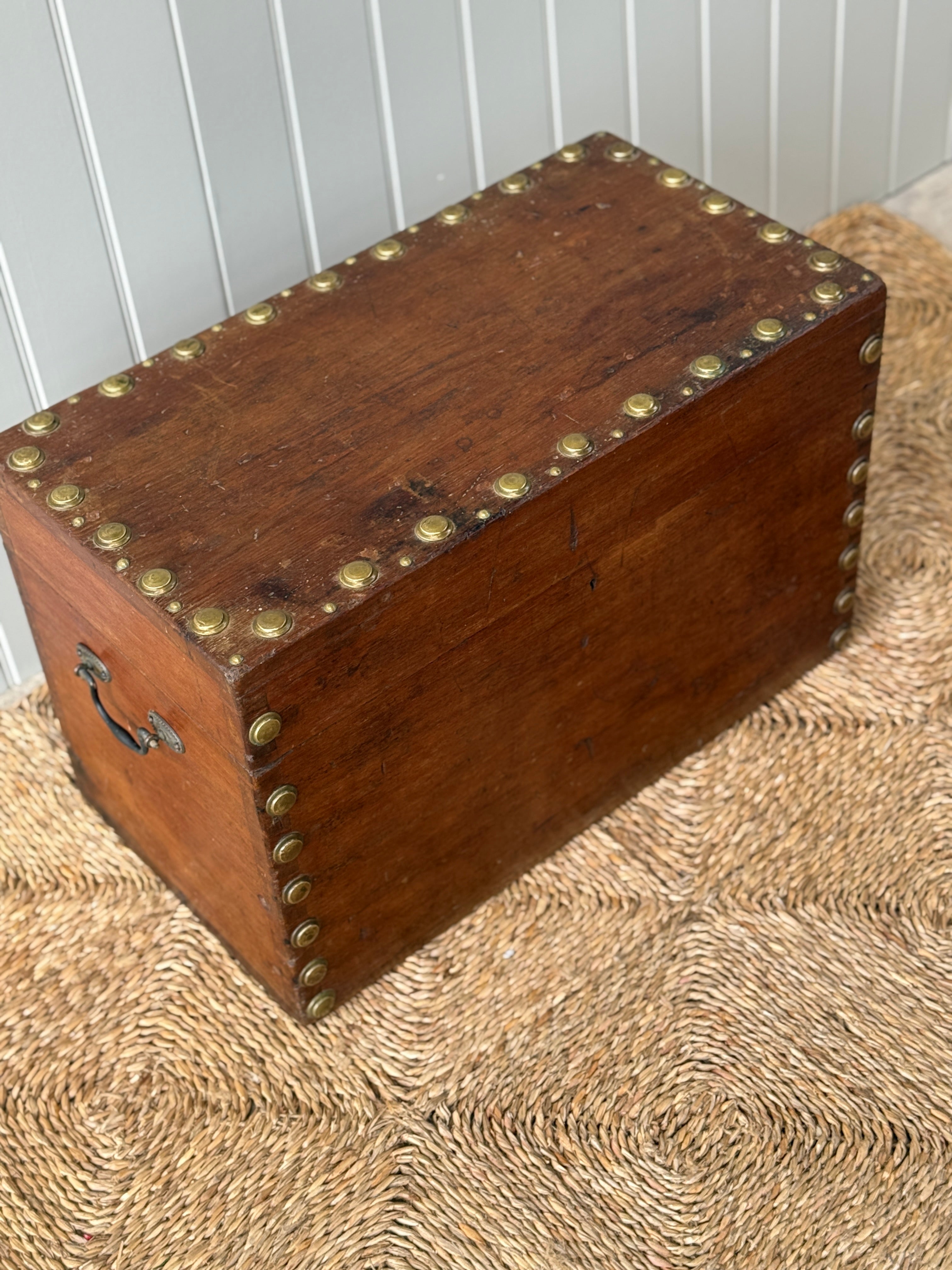 Small Wooden Chest with Brass Rivets