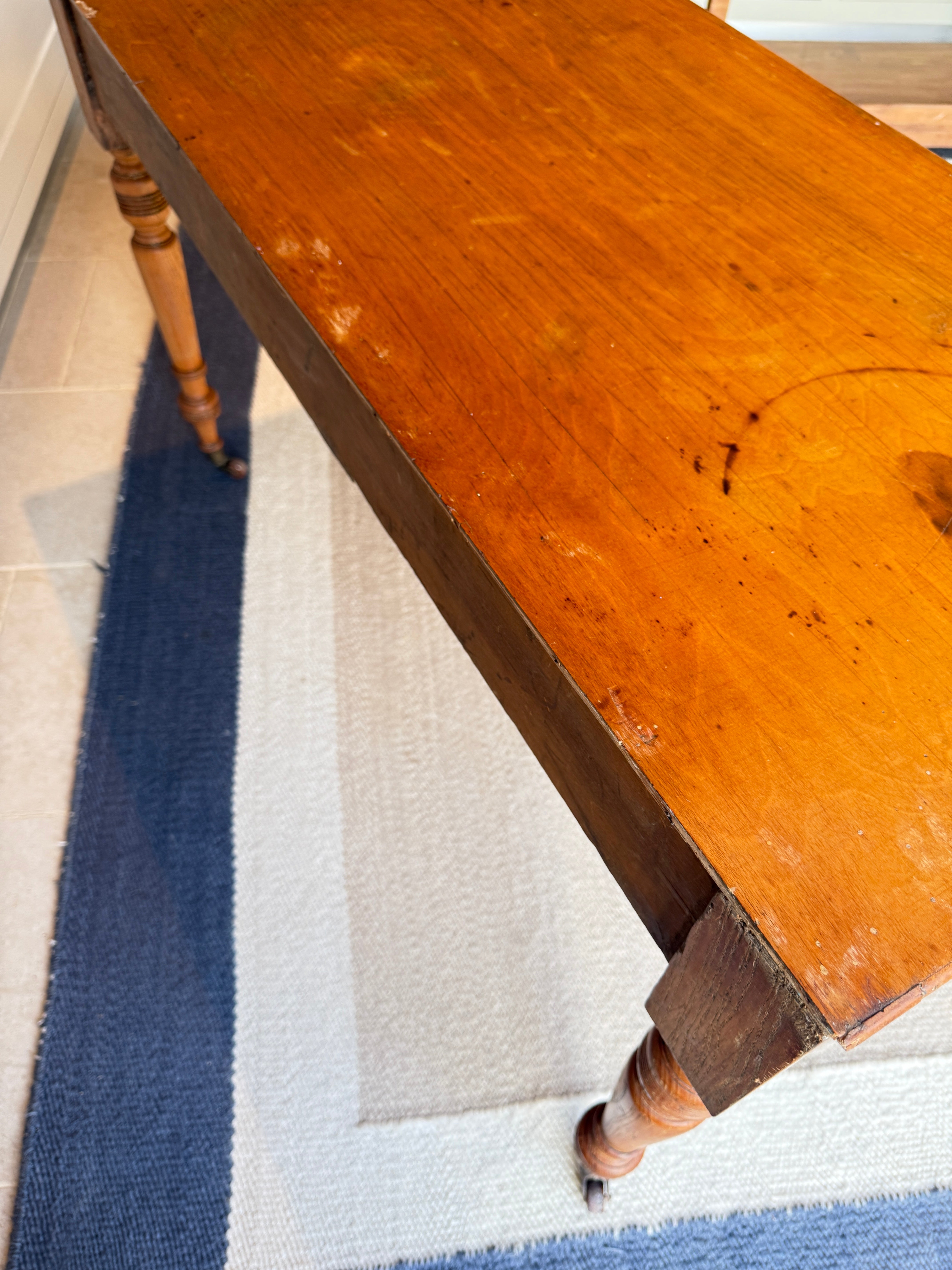 Antique Pine Desk on Castors