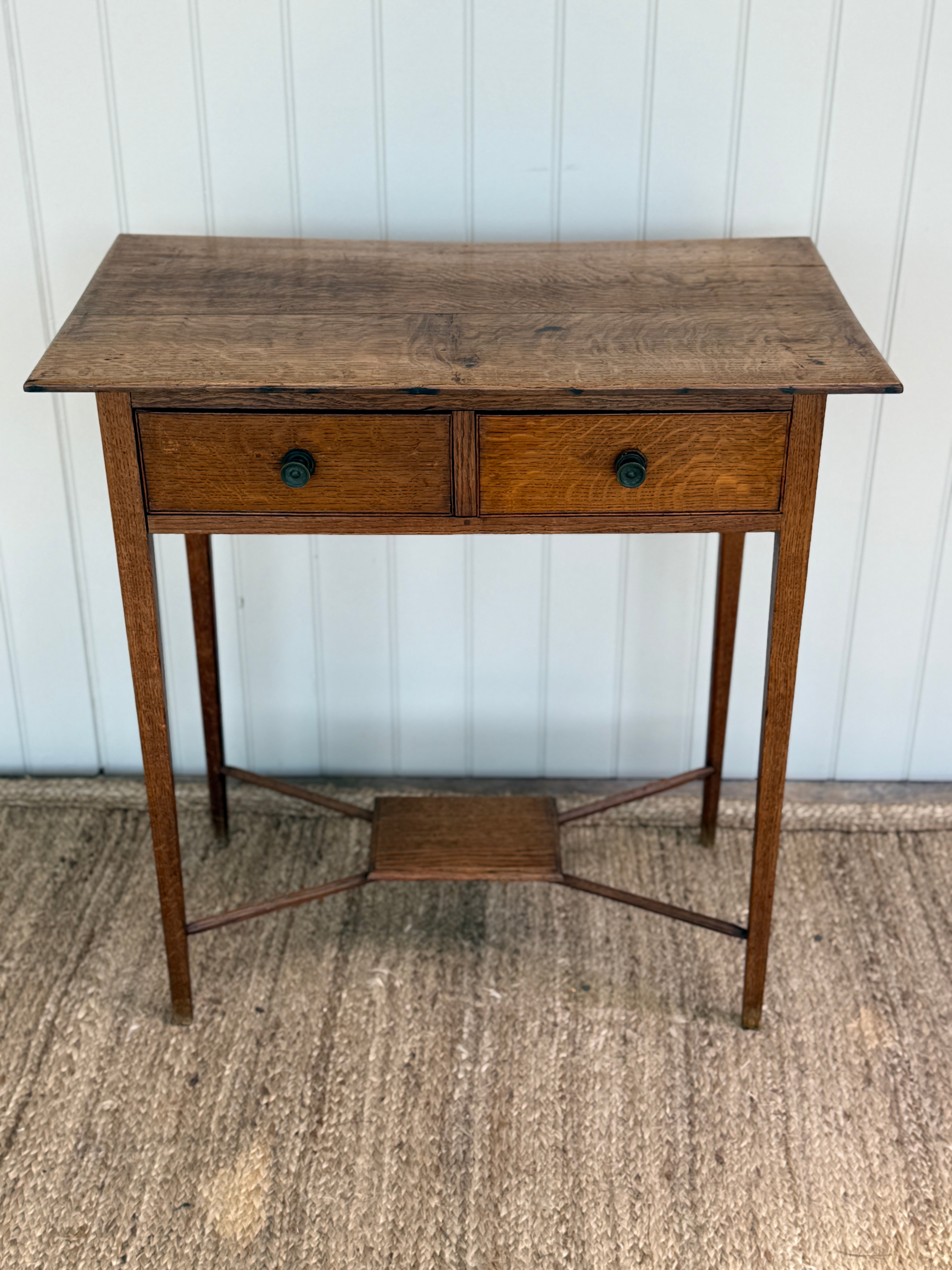 Antique Arts & Crafts Oak Two-Drawer Side Table, circa 1900