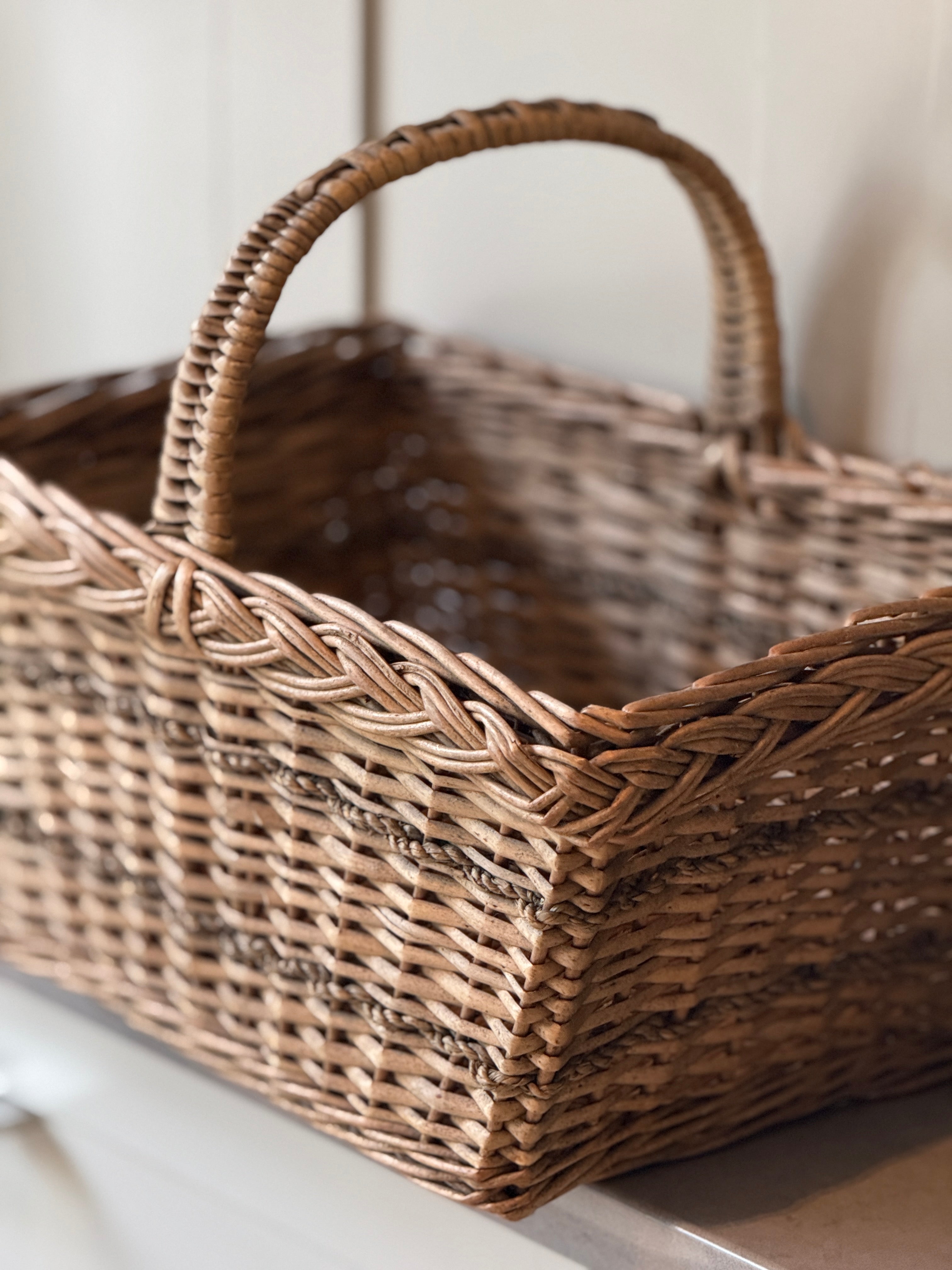 Small Wicker Basket with Rope Accents