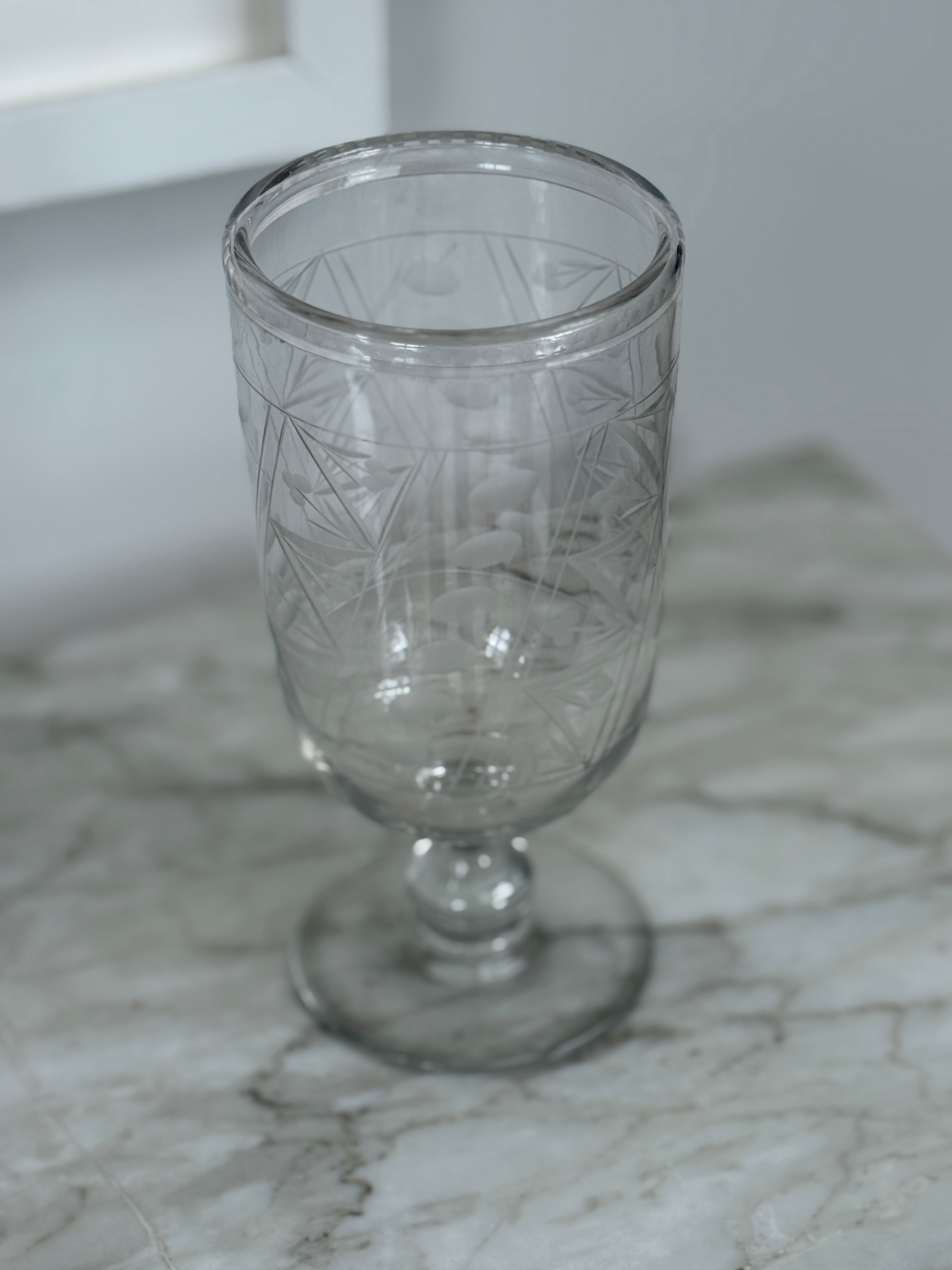 Antique Celery Vase with Etched Vase