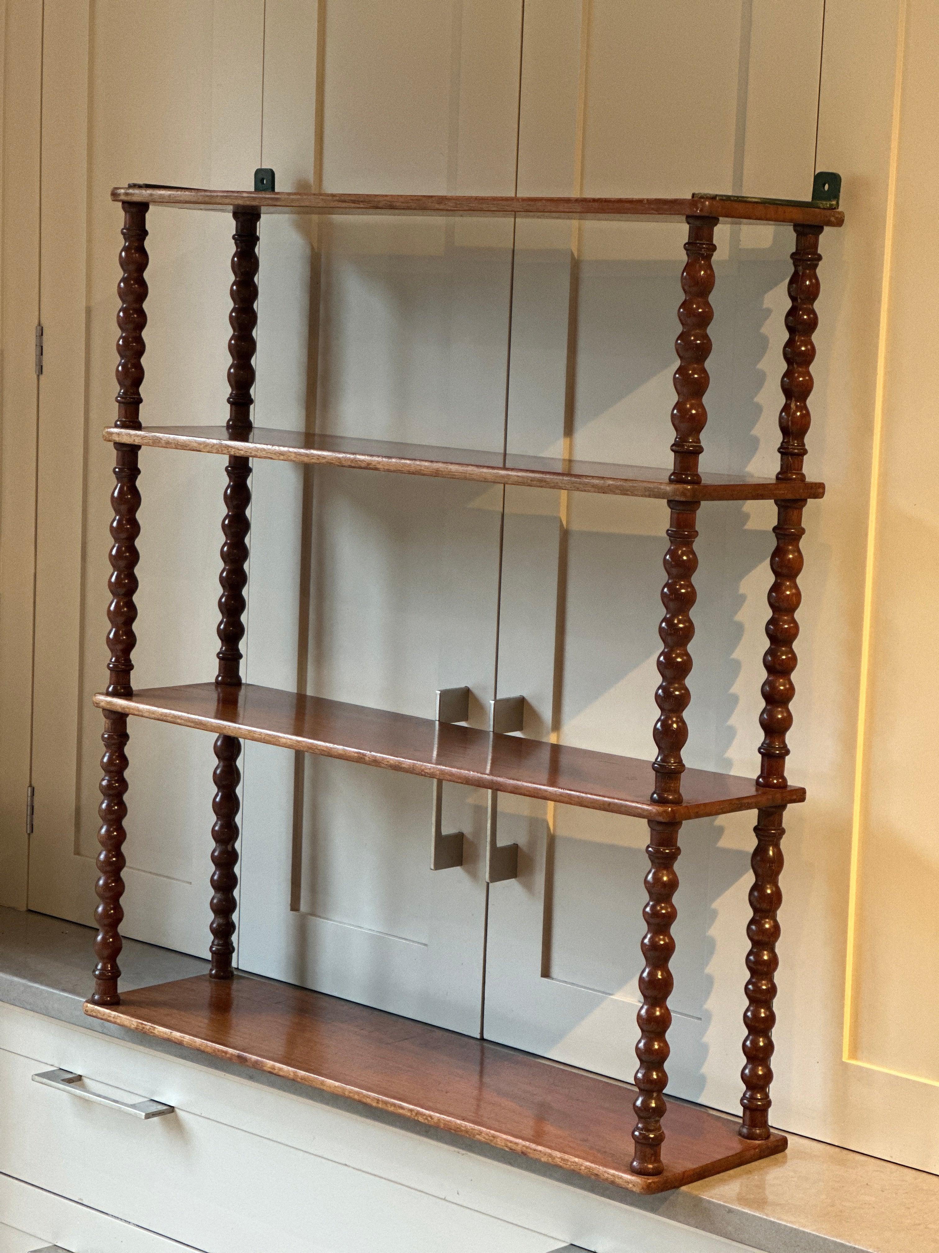 Large Mahogany Bobbin Wall Shelves