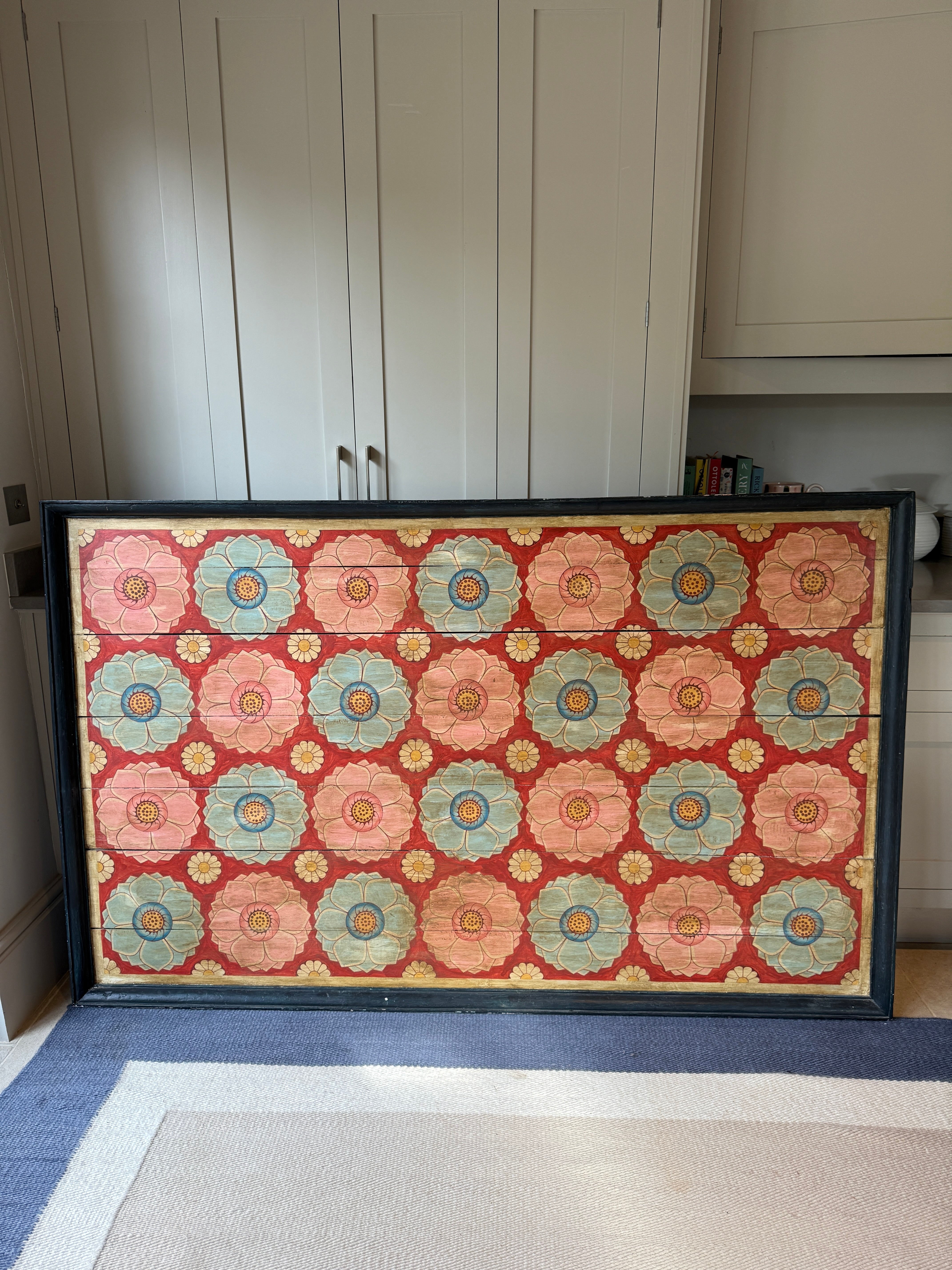 Large Framed Antique Kandayan Wood Panel