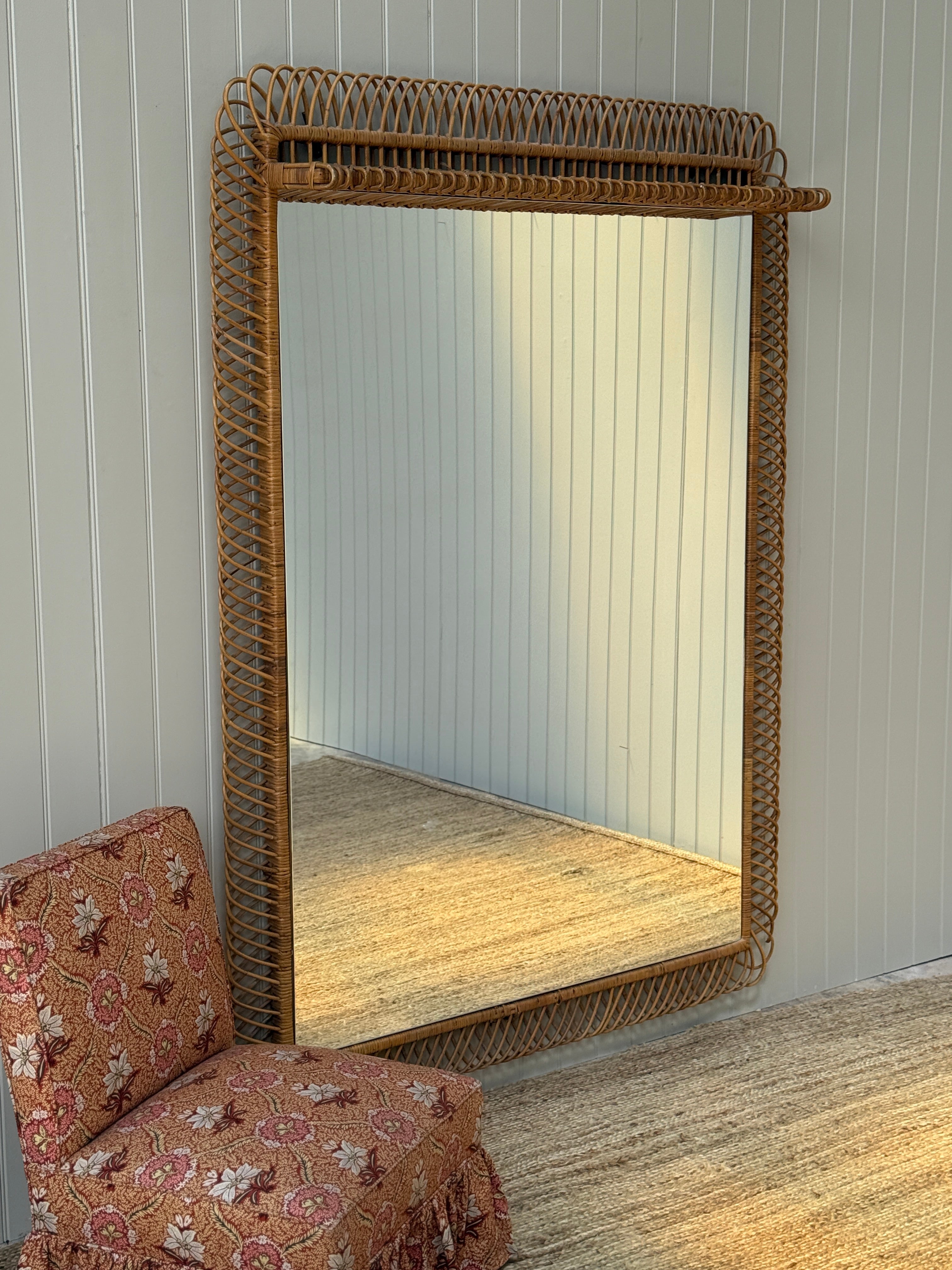 Huge Vintage Italian Cane Mirror