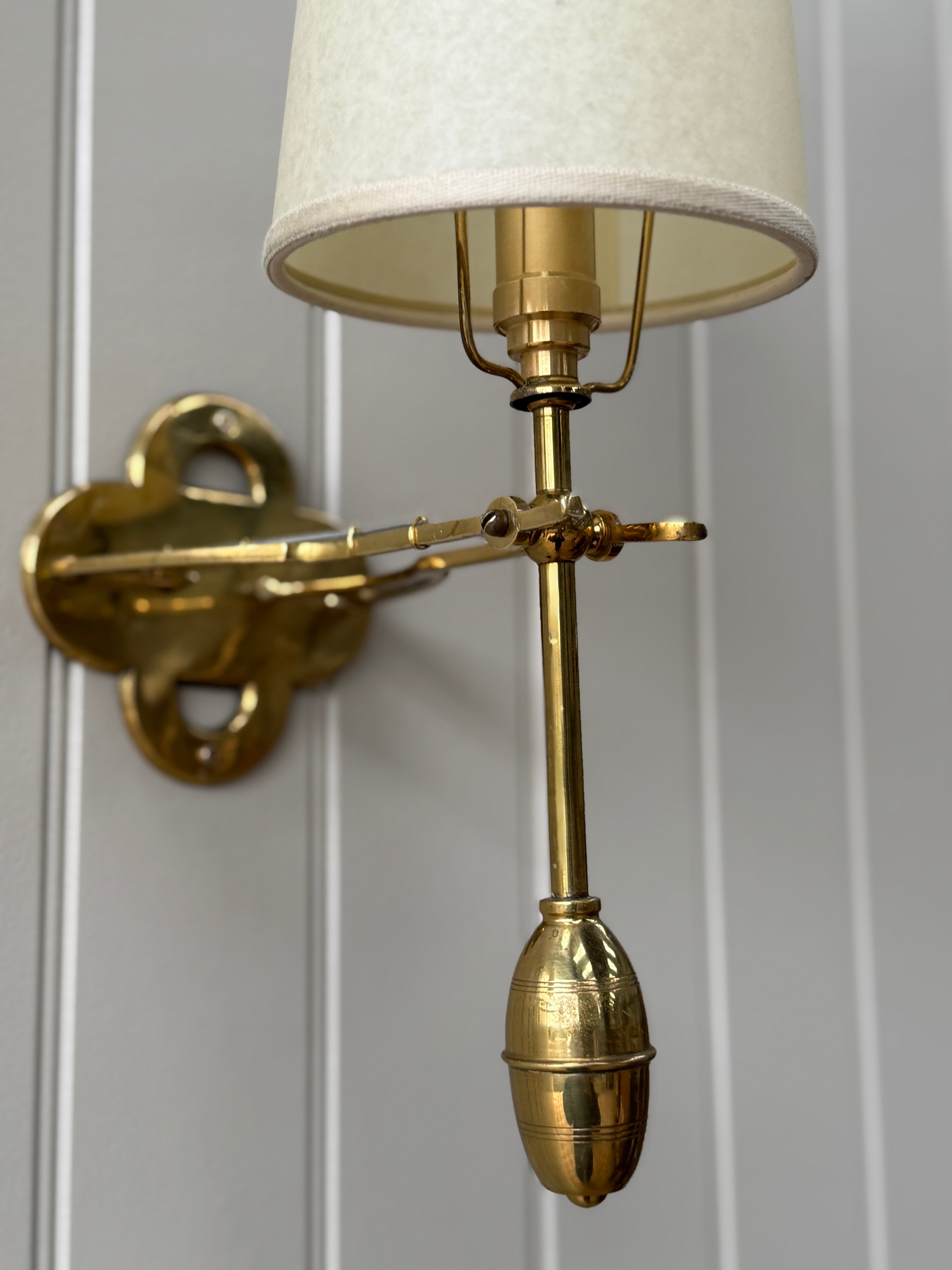 Pair of Italian Brass Wall Lights with Shades
