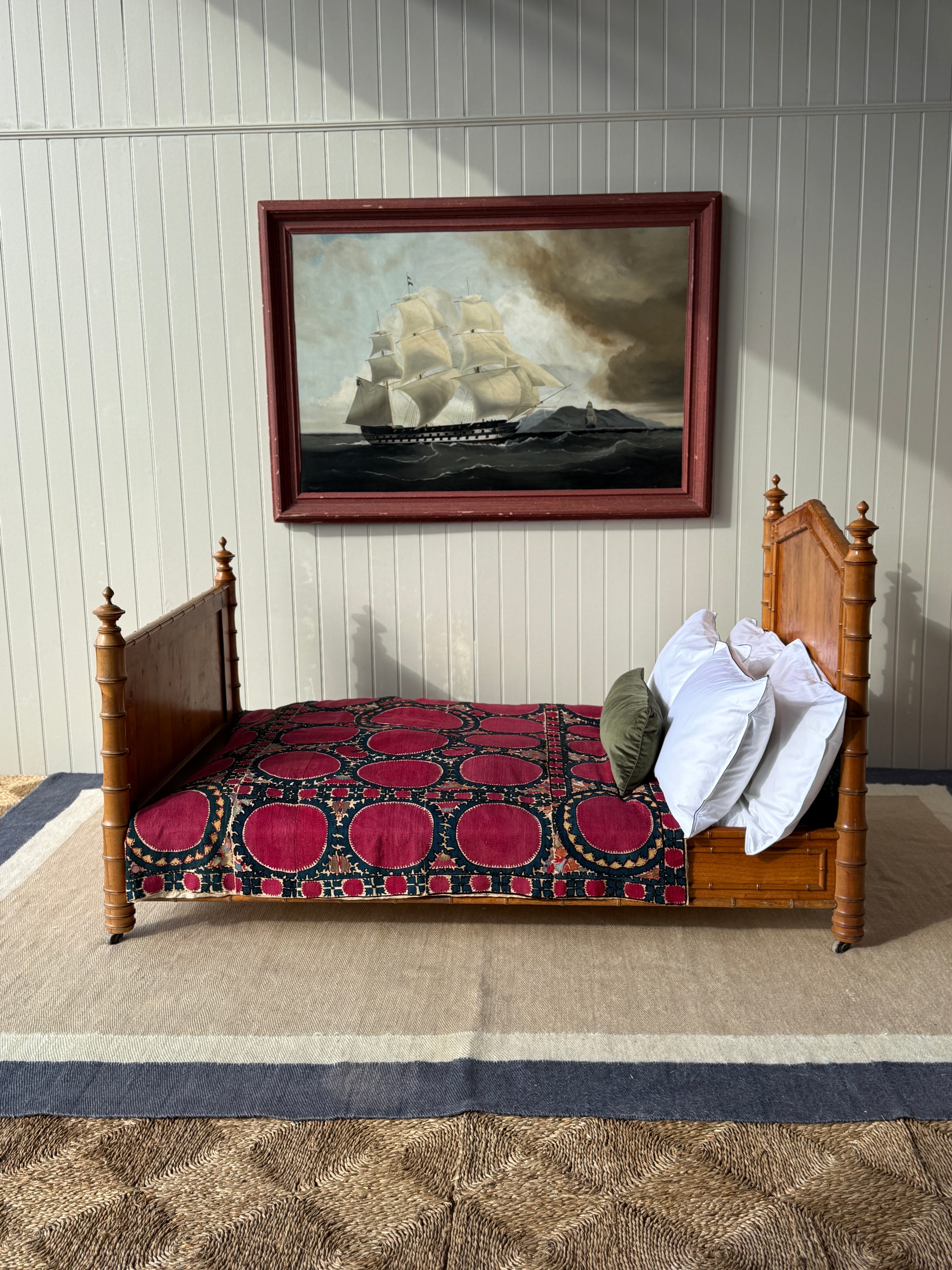 Large Single/ Small Double Faux Bamboo Bed