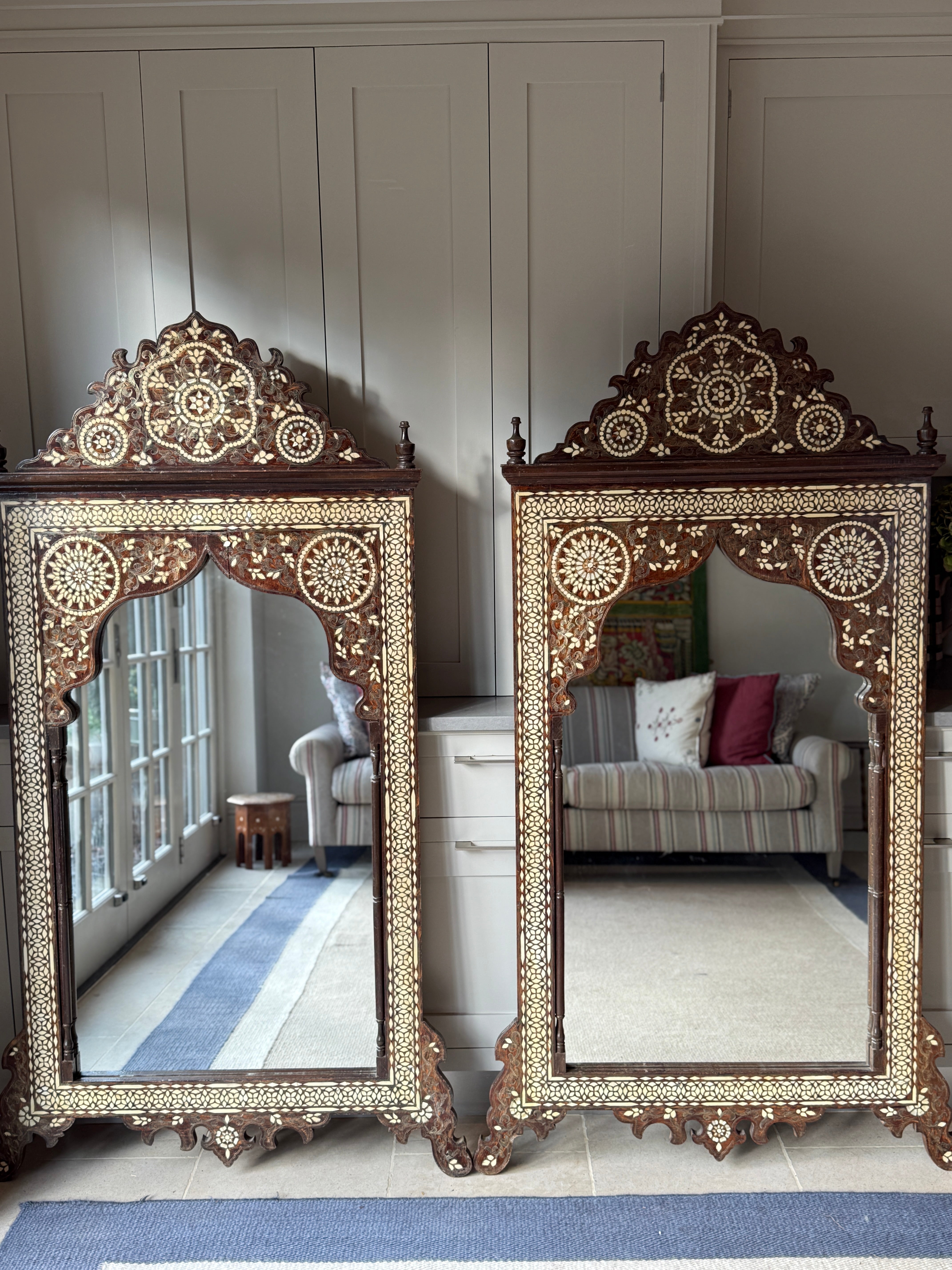 Pair of Very Large Matching Hoshiarpur Mirrors