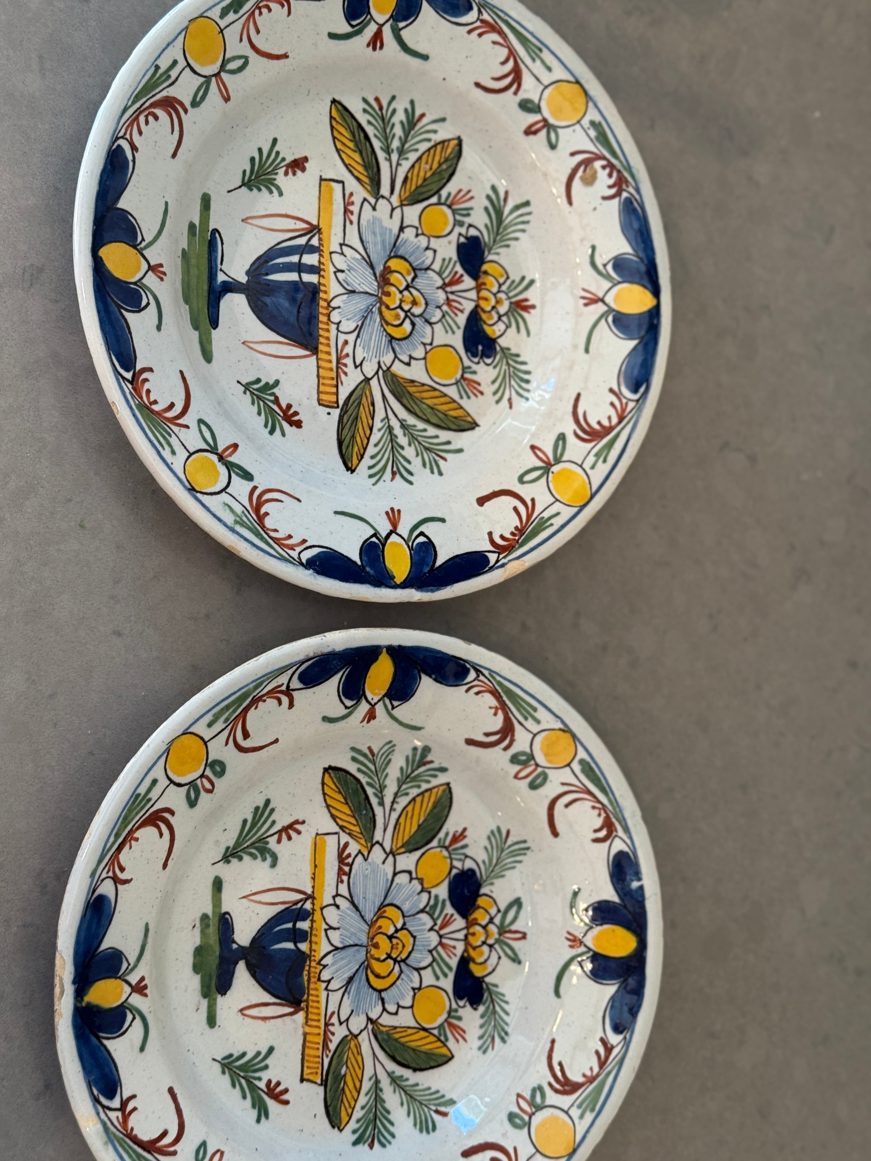 Pair of Polychrome Delft Plates Circa 1760-1780. Dutch