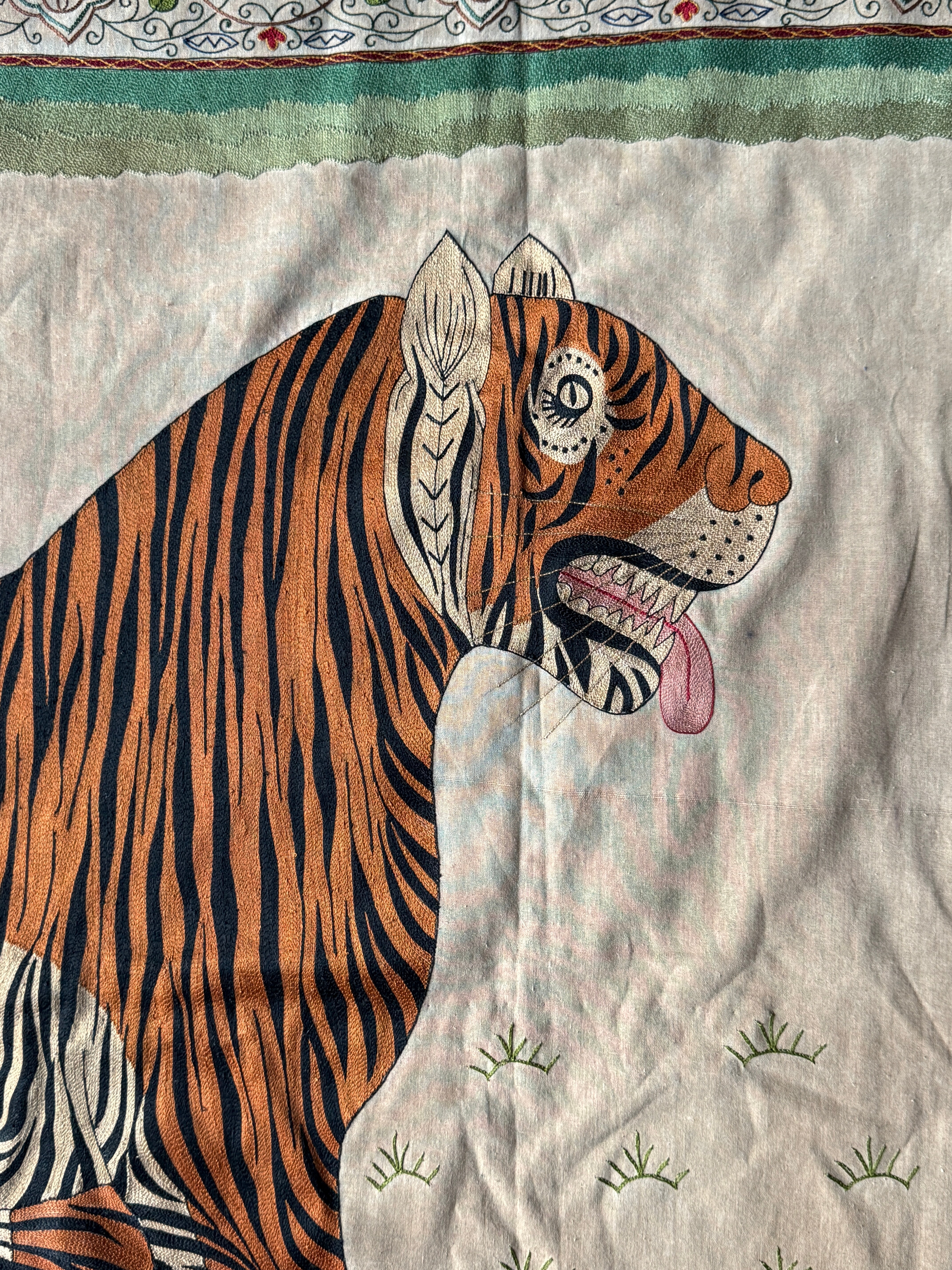 Beautiful Large Bengal Tiger Embroidery Wall hanging