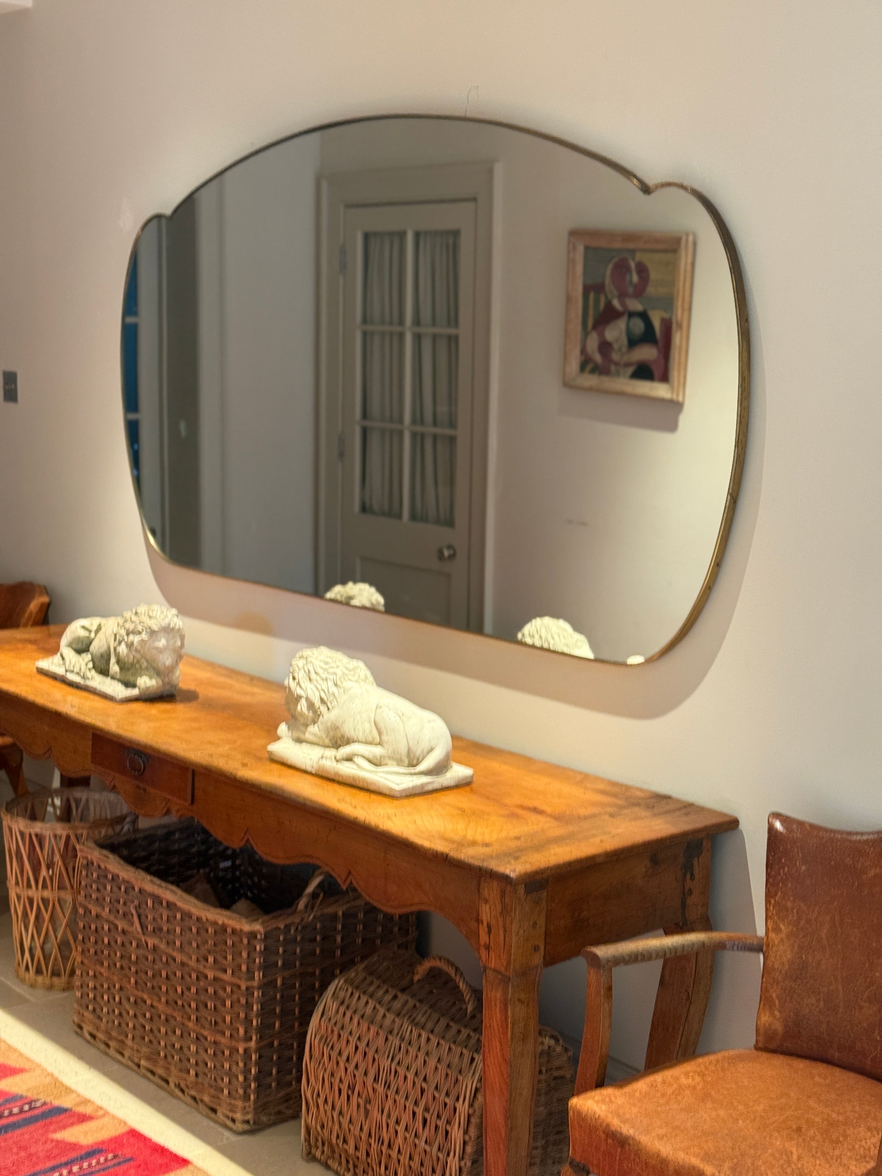 Extra Large Cloud Shaped Italian Brass Shield Mirror