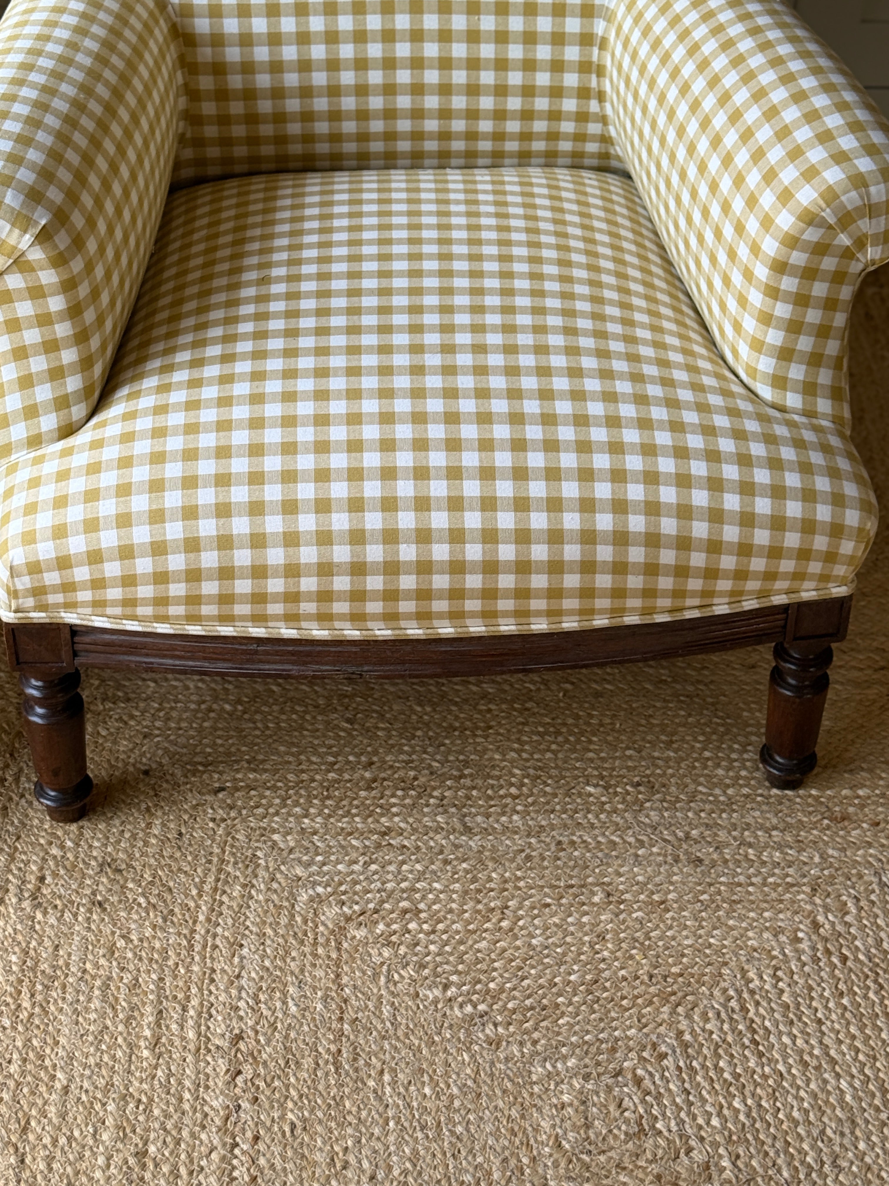 A Pair of Napoleon III Armchairs, Reupholstered in Yellow Gingham