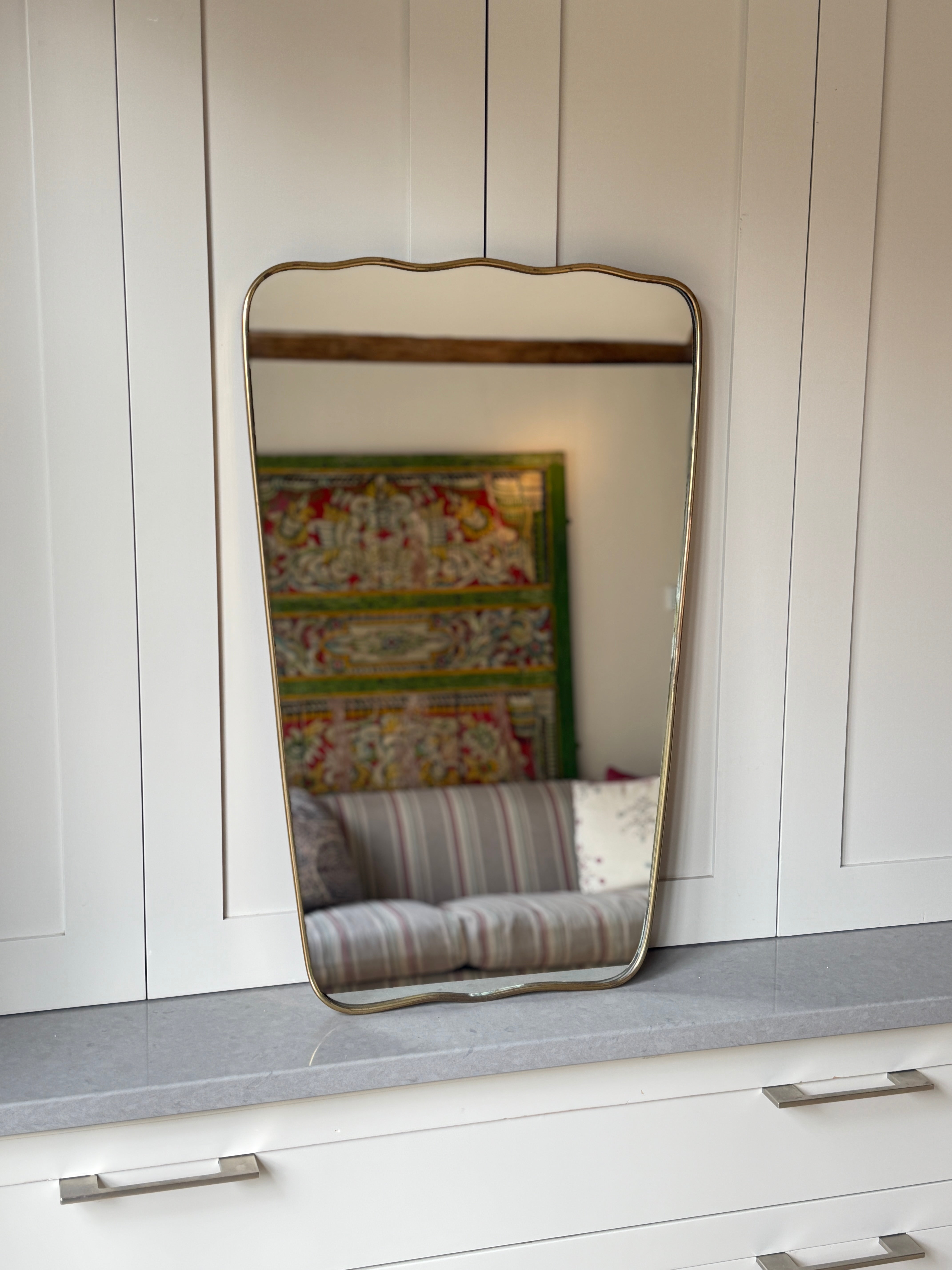 Italian Brass Gio Ponti Shield Mirror