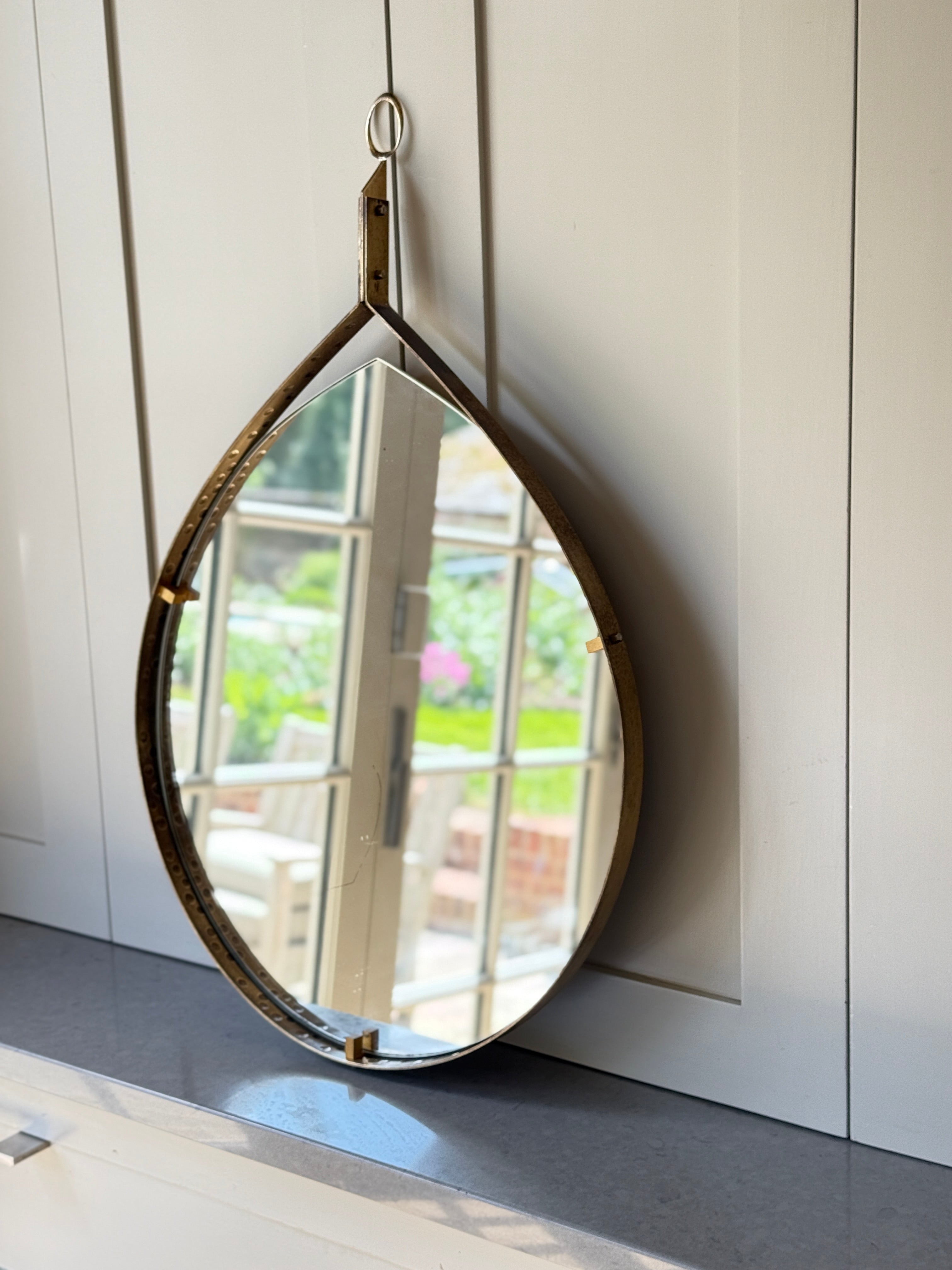 Brass Italian Tear Drop Mirror