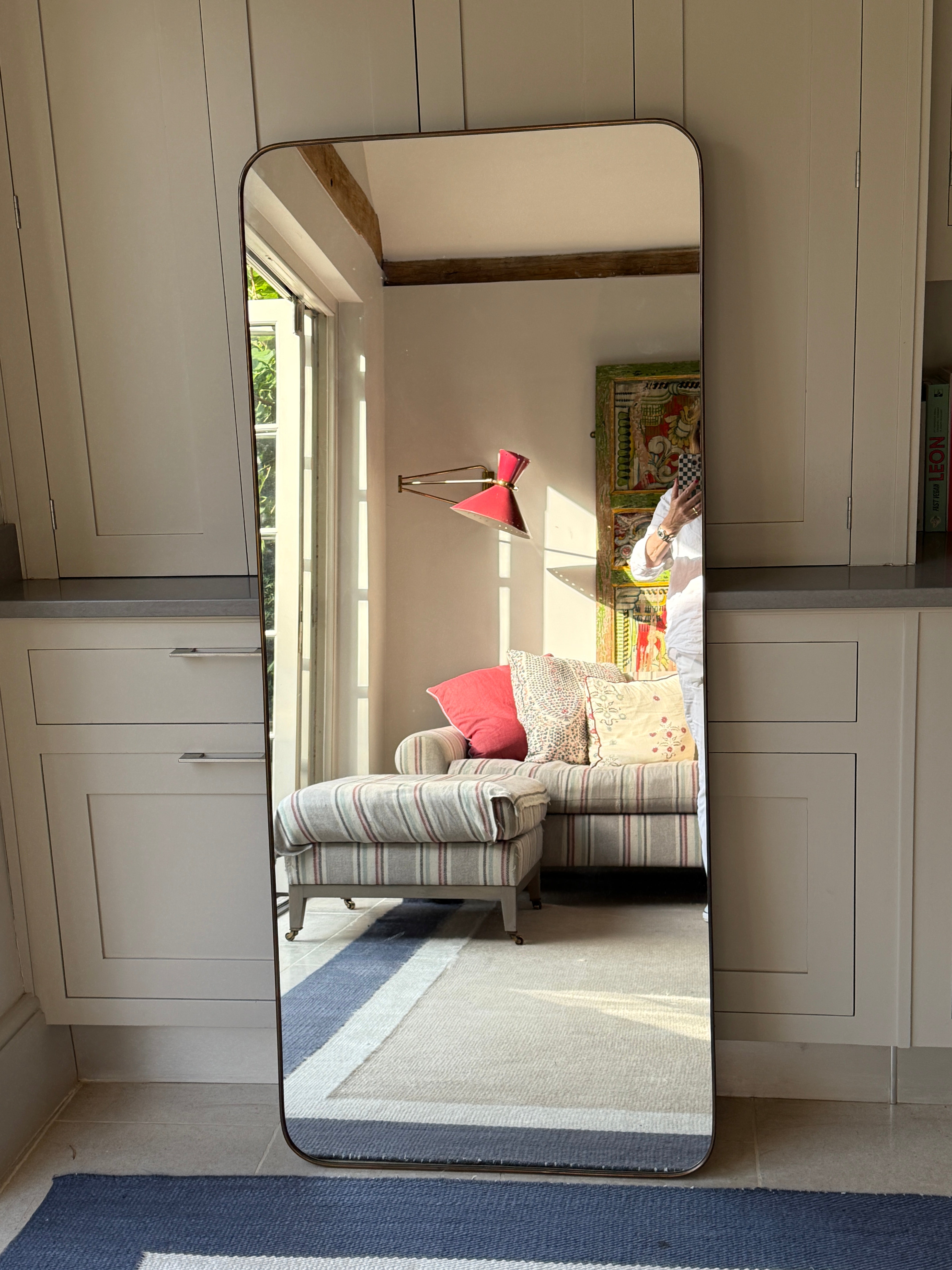 Large 1950s Brass Shield Mirror
