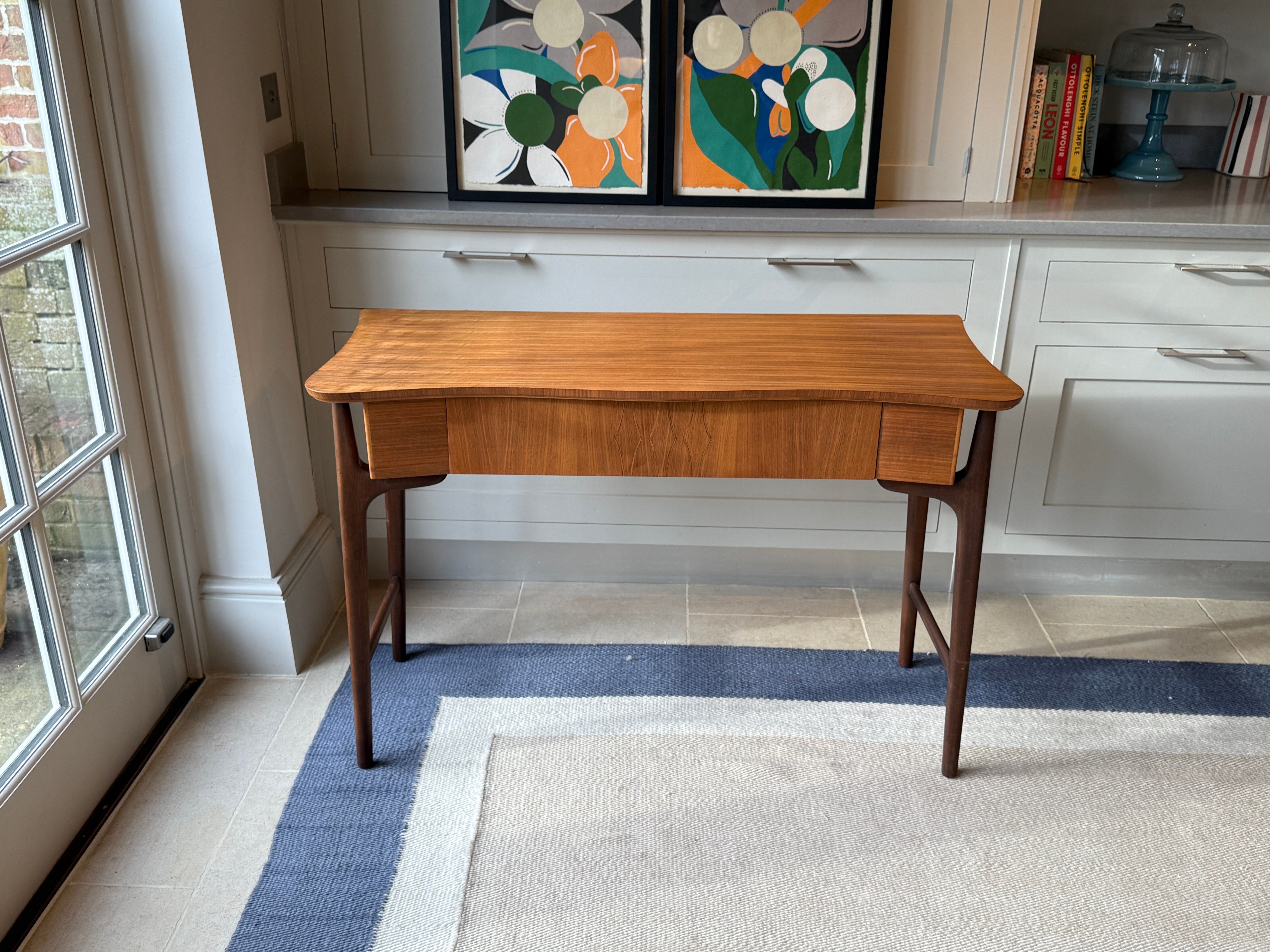 Midcentury Satinwood & Walnut desk by Everest